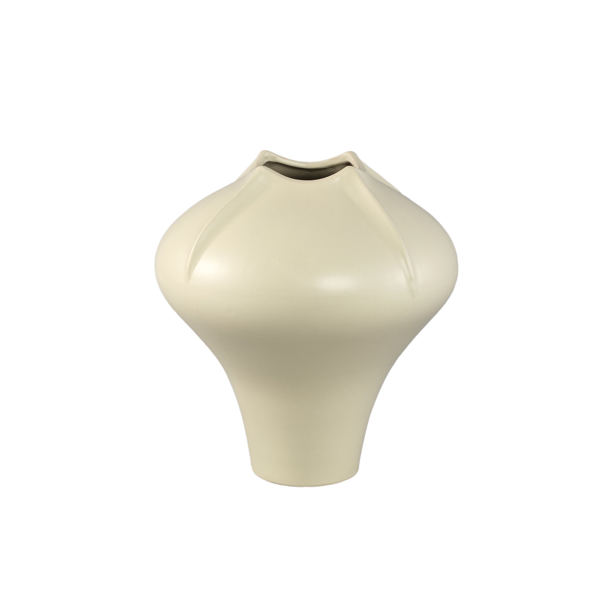 Ginos Cream Matt Ceramic Organic Bulb Vase L PTMD