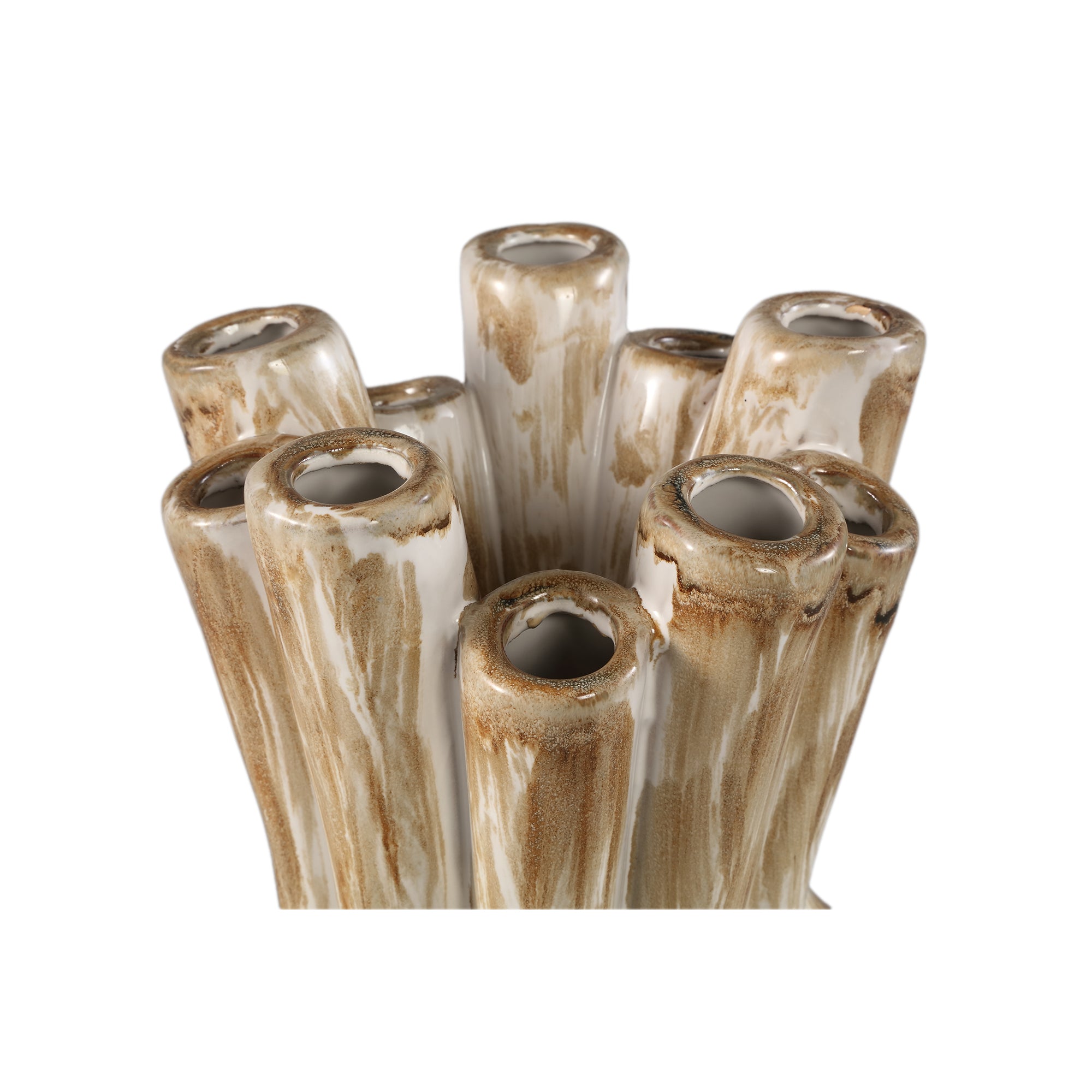 Manali Cream ceramic round vaas colored tubes L