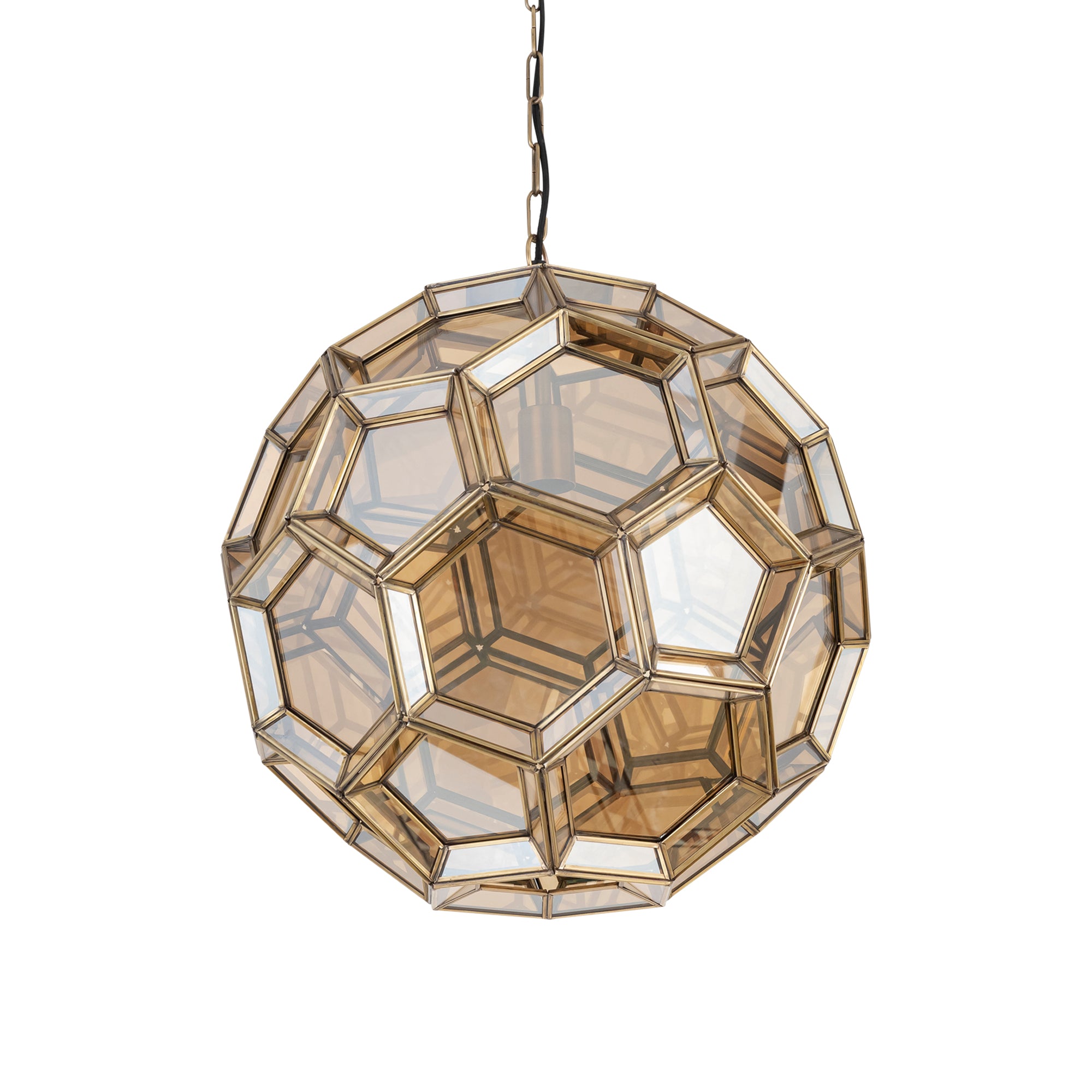 Thyro Antique Brass Glass Amber Ball Lamp 49x49x50cm PTMD