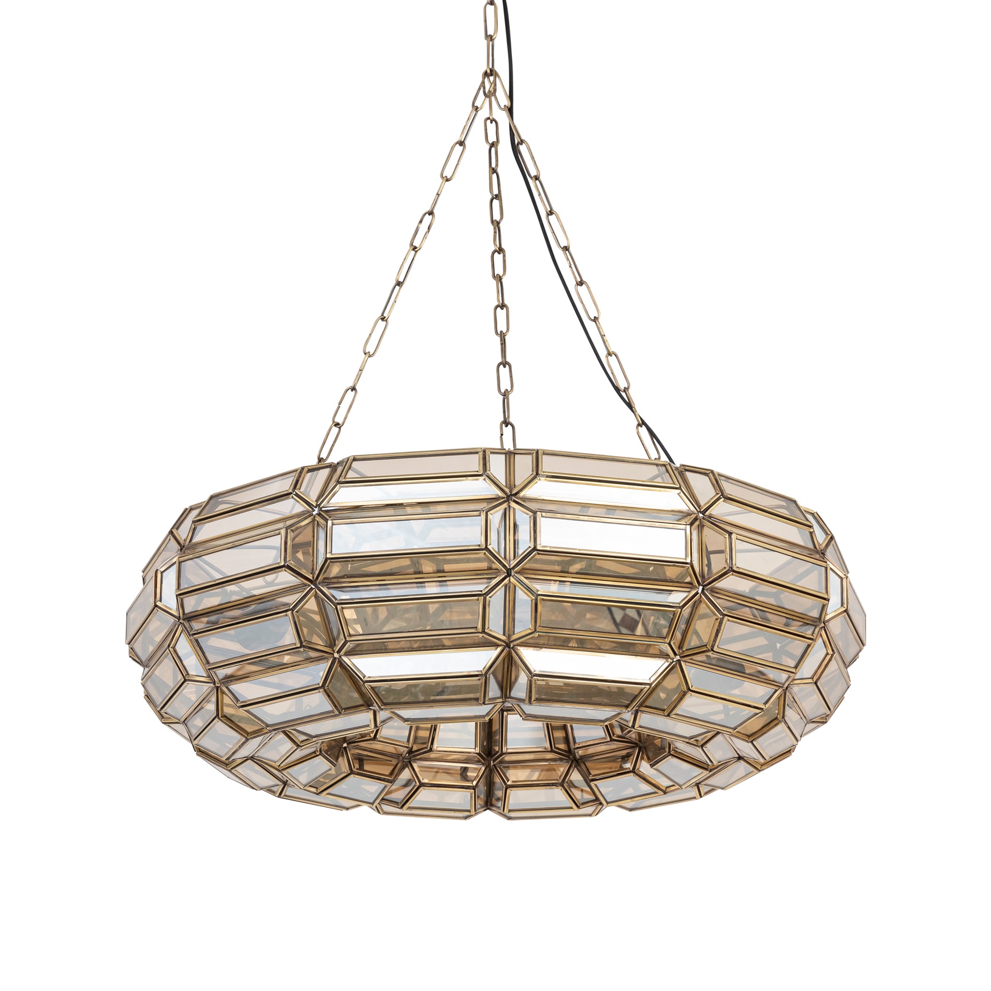 Thyro Antique Brass Glass Amber Donut Lamp PTMD