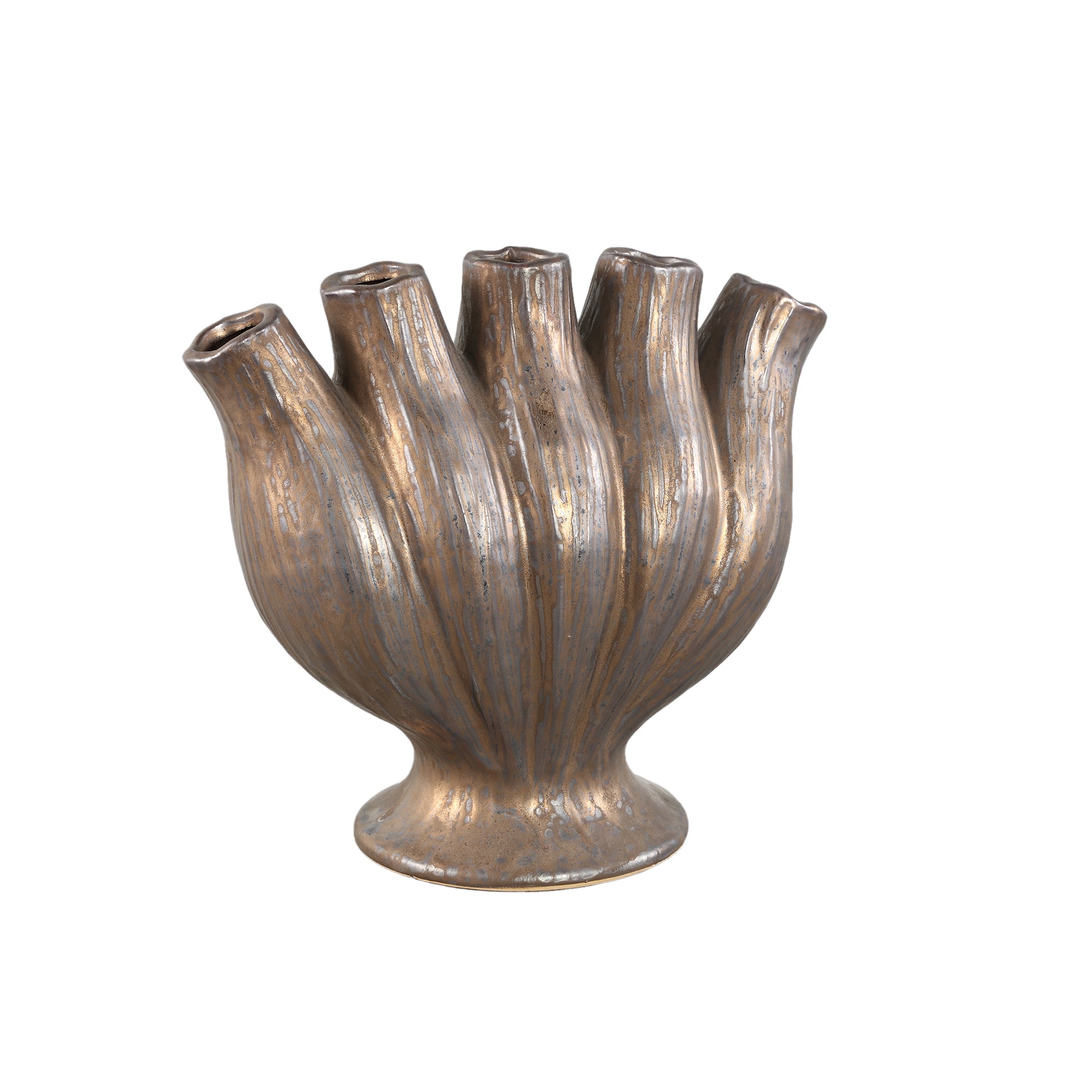 Gylian Bronze Tubes Shaped Ceramic Vase L 33x17.5x30cm PTMD