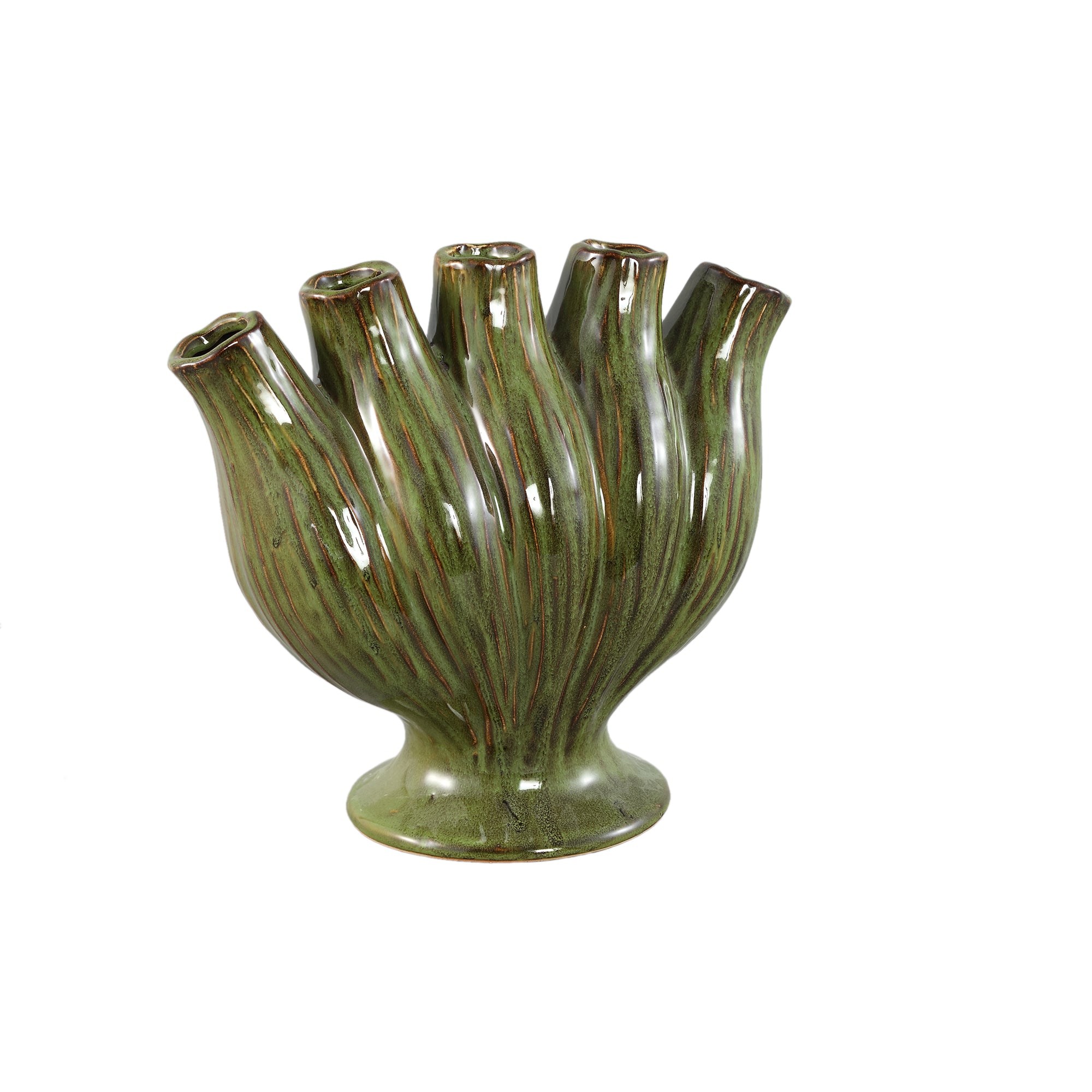 Gylian Green Tubes Shaped Ceramic Vaas L 33x 17.5x 30cm PTMD