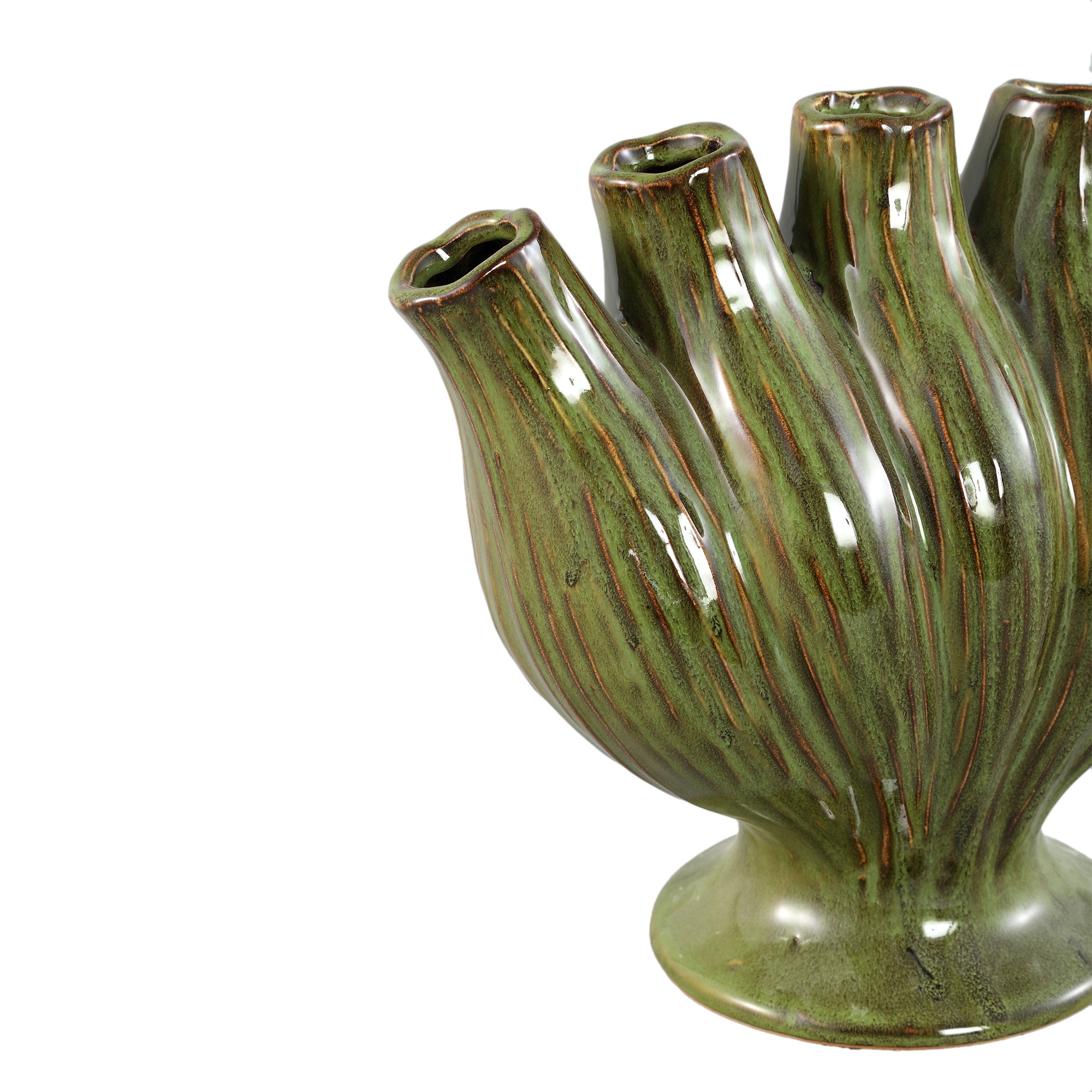 Gylian Green Tubes Shaped Ceramic Vaas L 33x 17.5x 30cm PTMD