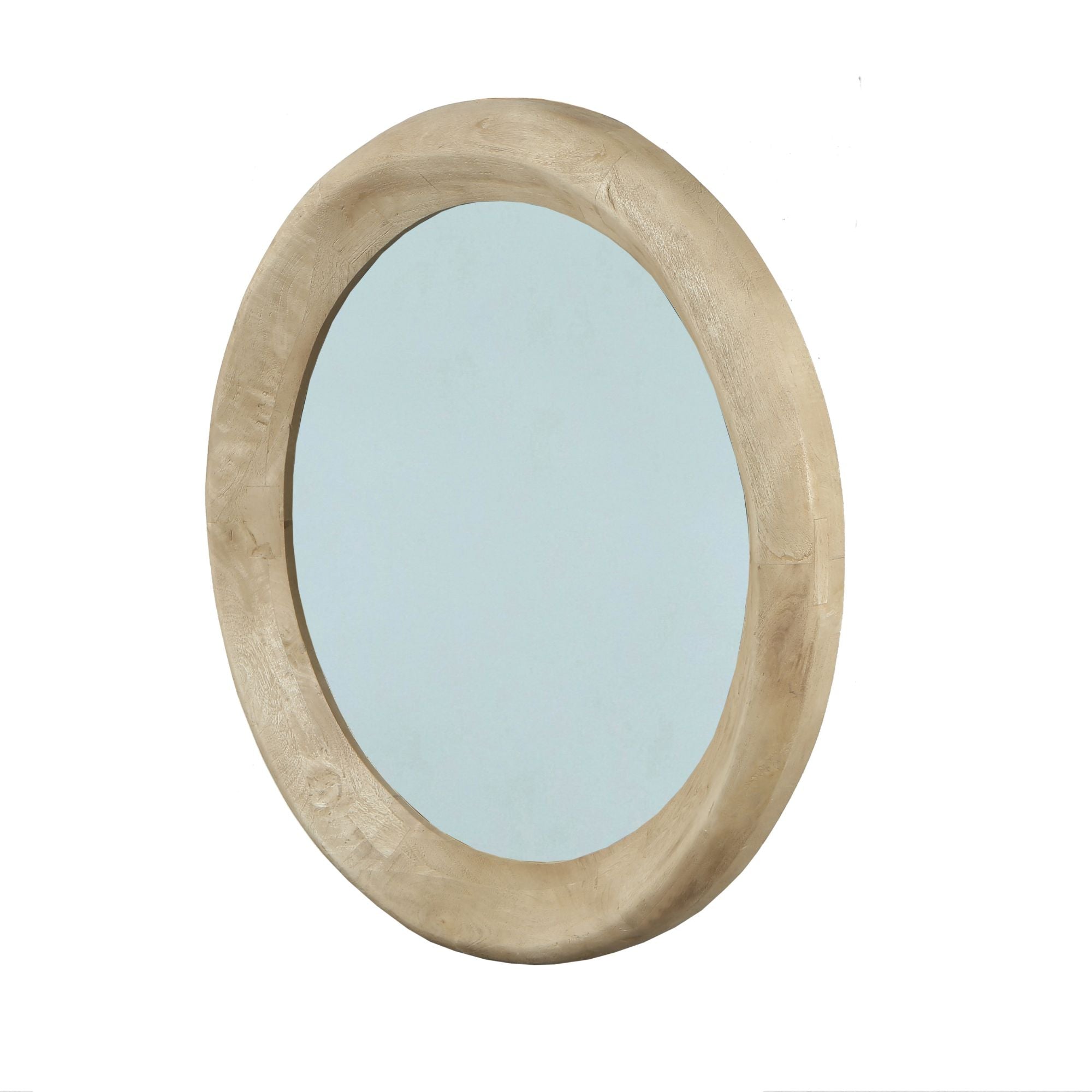 Noam Natural Mango Wood Round Mirror L Dia 90cm x5cm PTMD