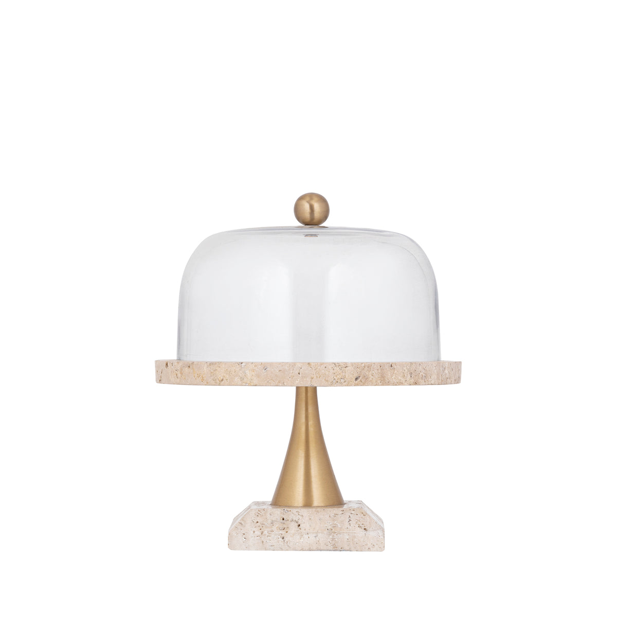 Taartplateau Lyron Naturel Travertin Rond Glas Bell Small PTMD