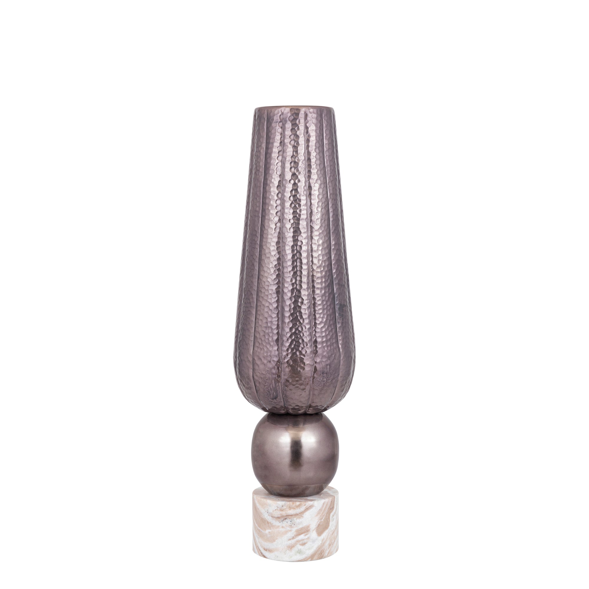 Marive Bronze Alu Sheet Vaas On Marmer Base Rond Dia20xH76cm PTMD