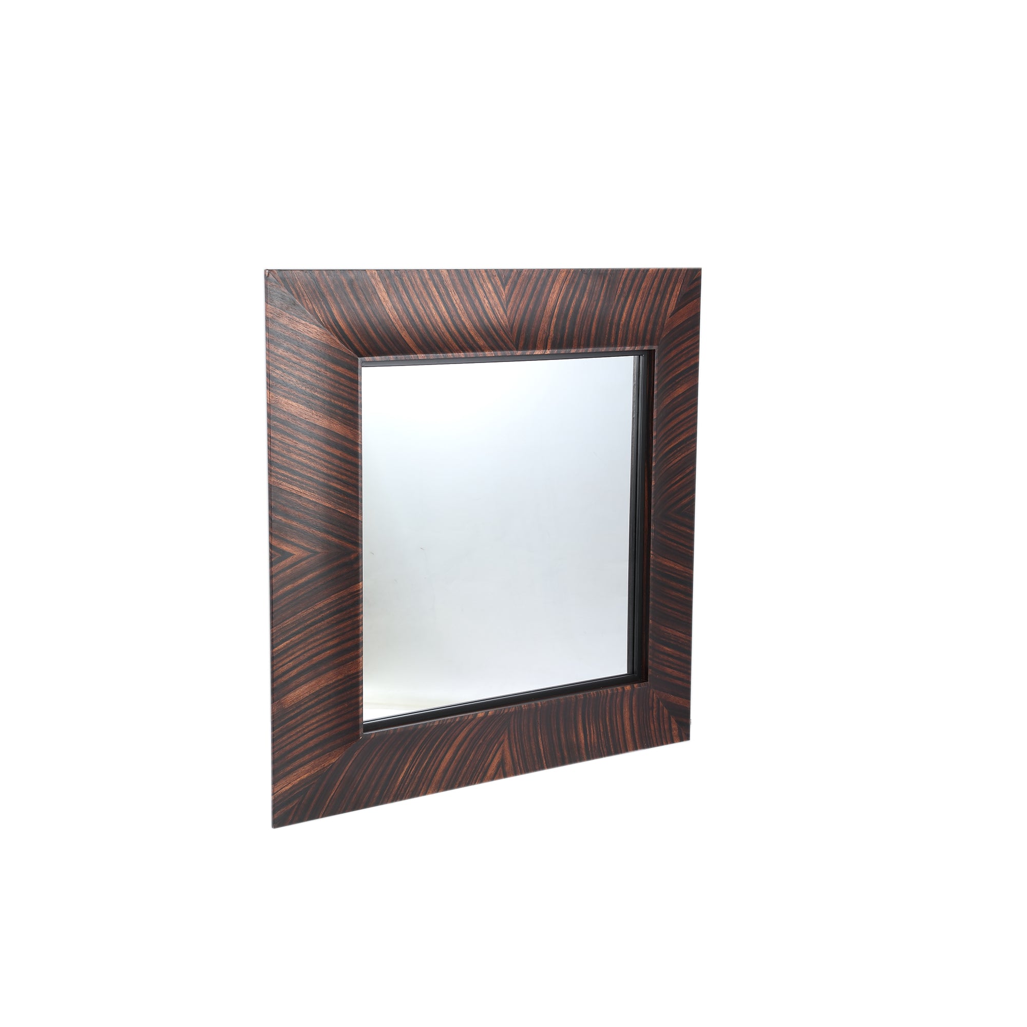 Gezzy Brown Wooden Mirror Curl Frame Square 110x7x110cm PTMD