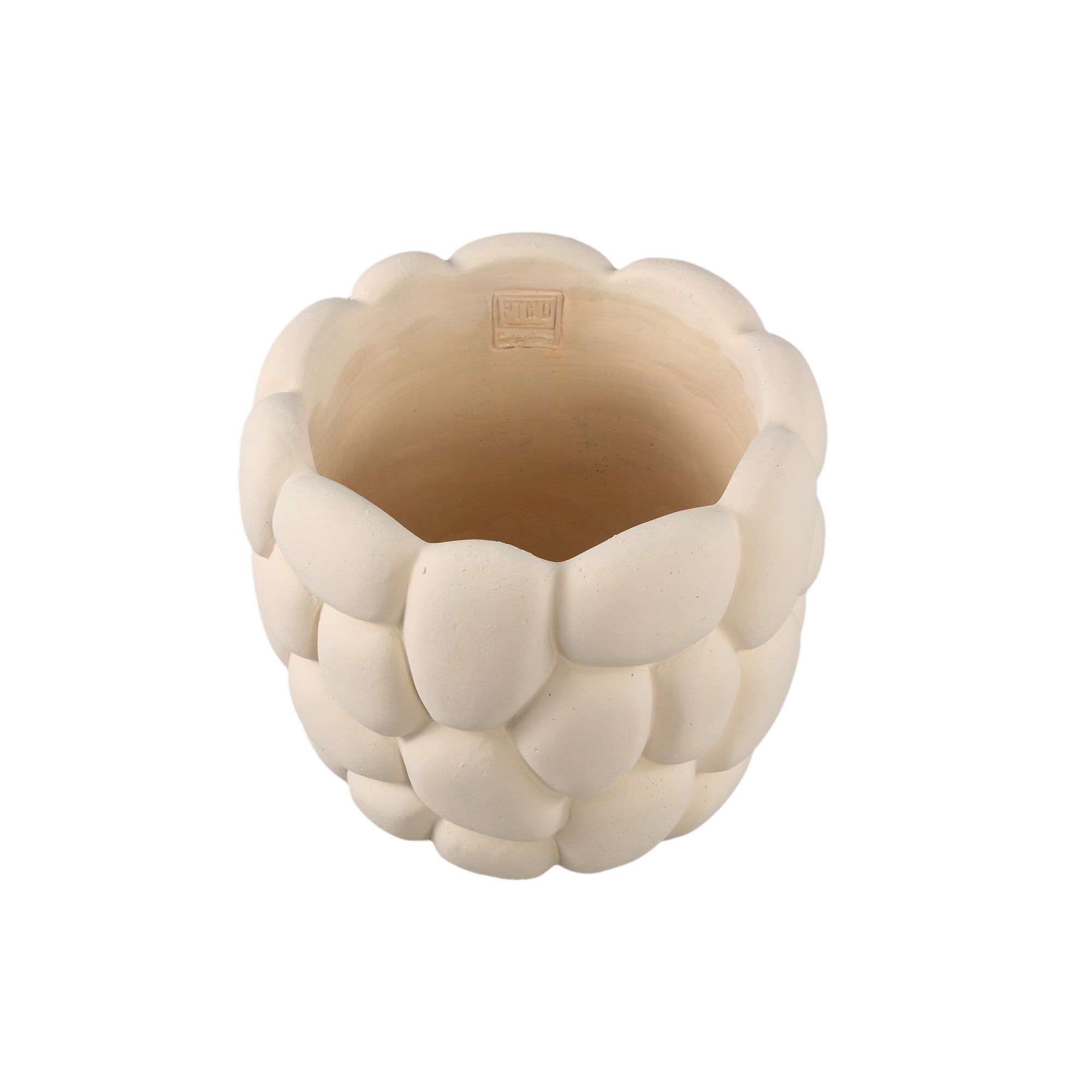 Mikay White Cement Round Smooth Rock Pot XL PTMD