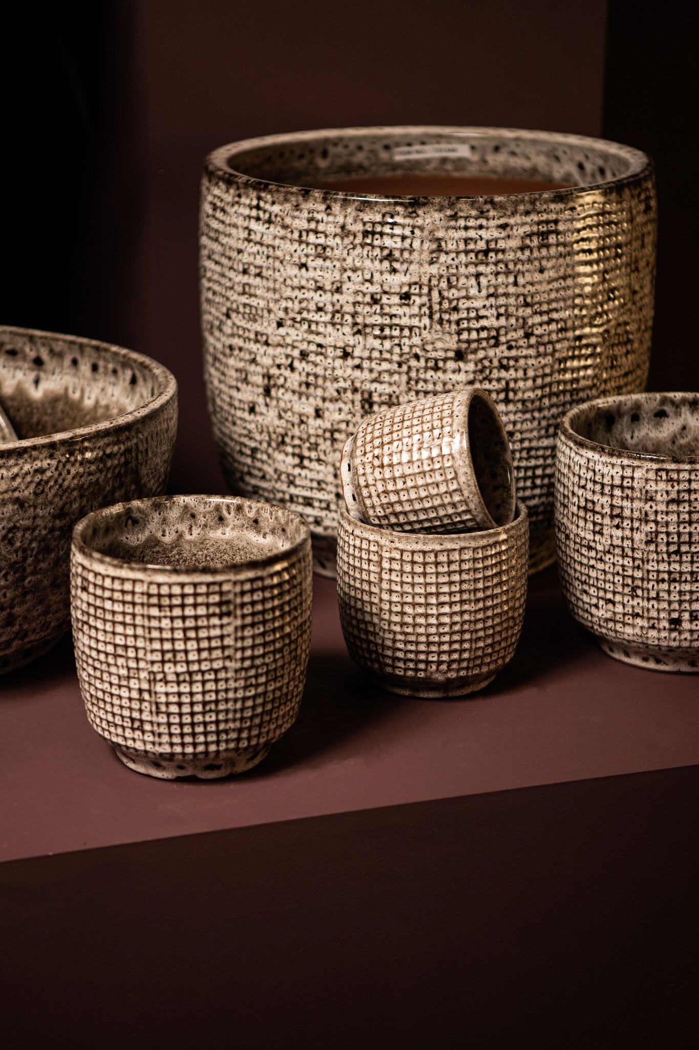 Elana White Round Ceramic Pot With Grey PatternXXL 50x50.5x44cm PTMD