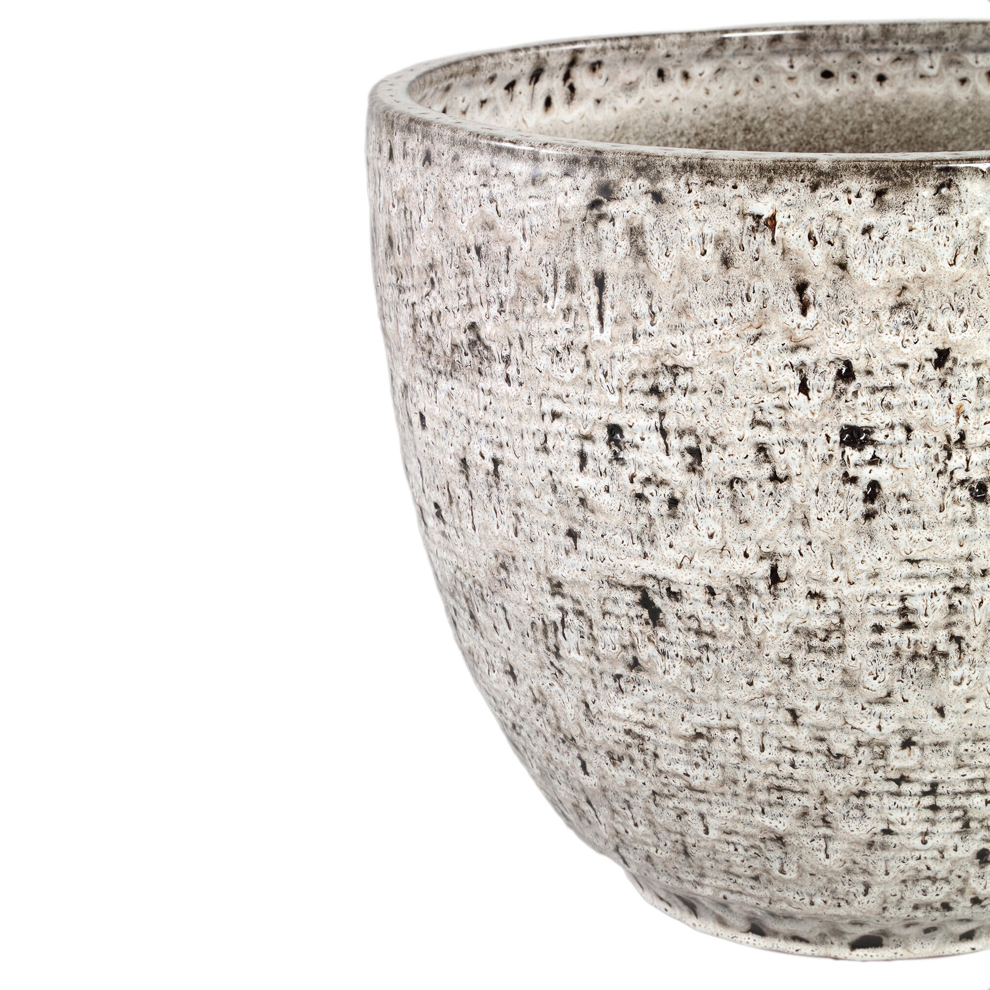 Elana White Round Ceramic Pot With Grey Pattern XL Dia39x35cm PTMD