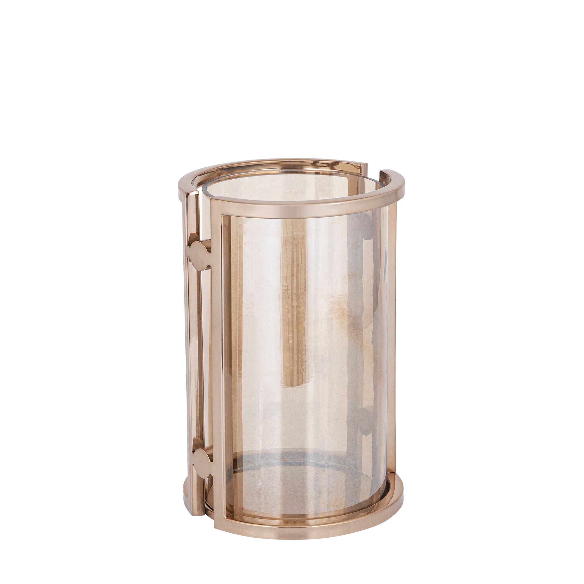 Windlicht Jarie Bruin/Goud Roestvrijstaal Frame Small PTMD