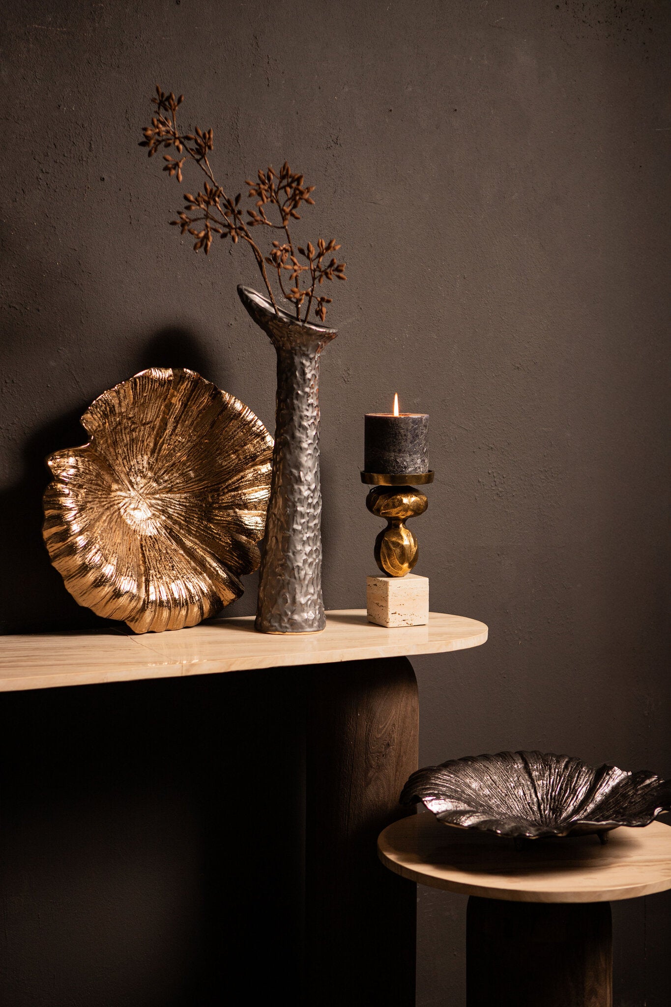Schaal Losh BrownGold Alu Wavy Leaf Ovaal PTMD