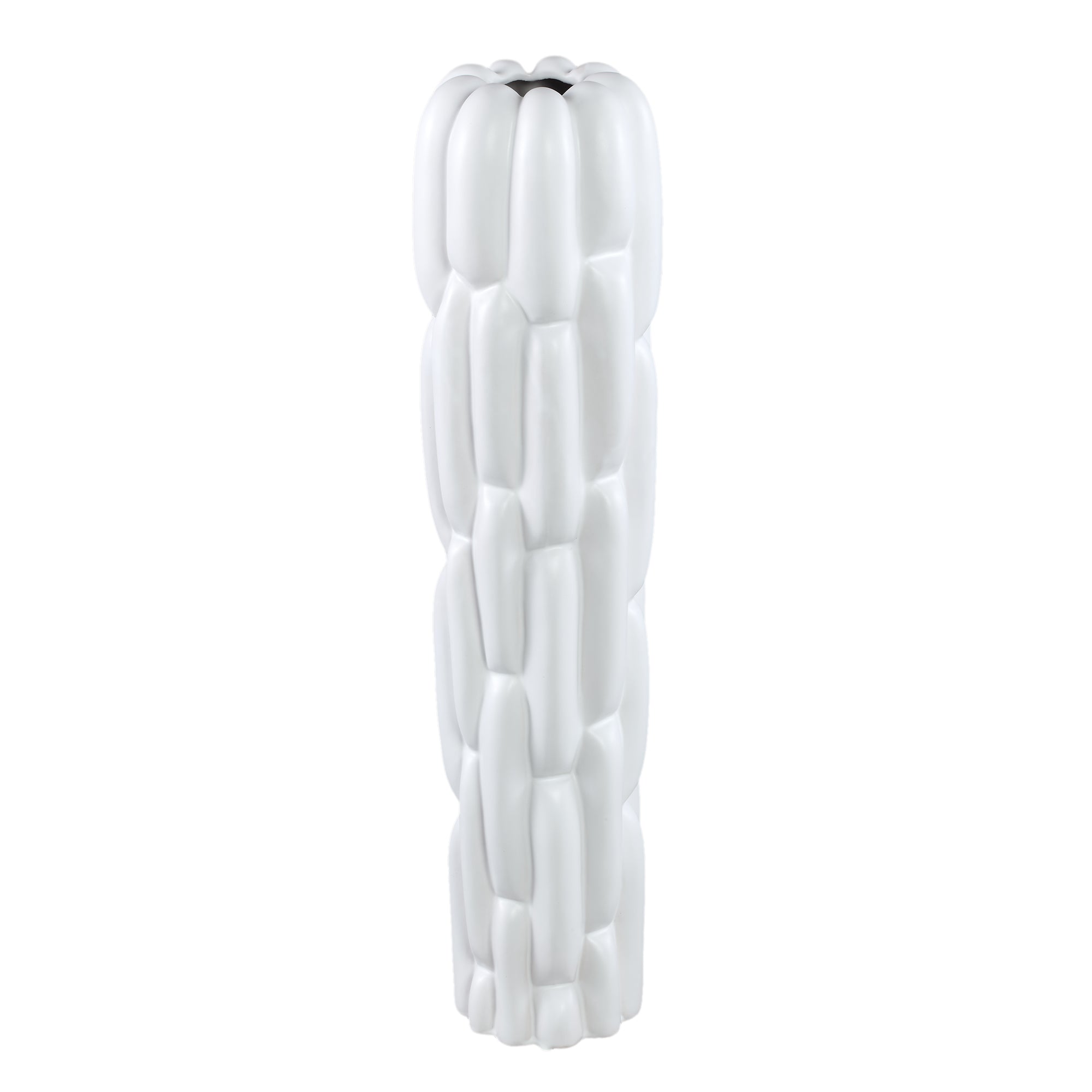 Seanis White Round Ceramic Vase Block Pattern L L17xB17xH71cm PTMD