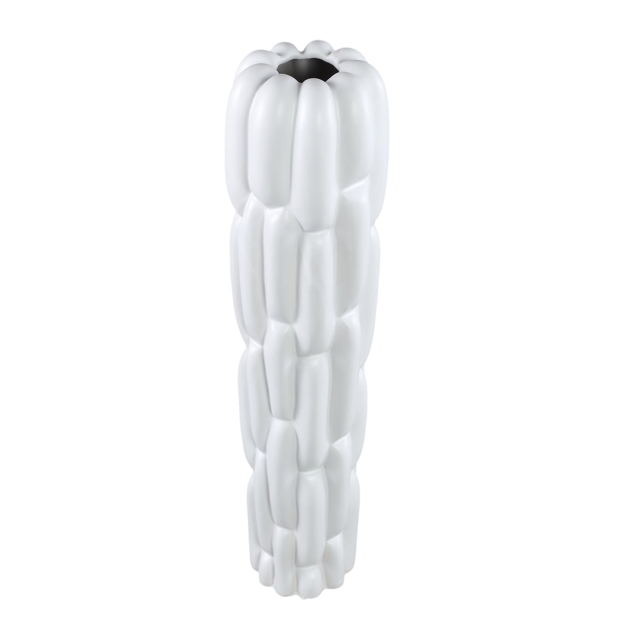Seanis White Round Ceramic Vase Block Pattern L L17xB17xH71cm PTMD