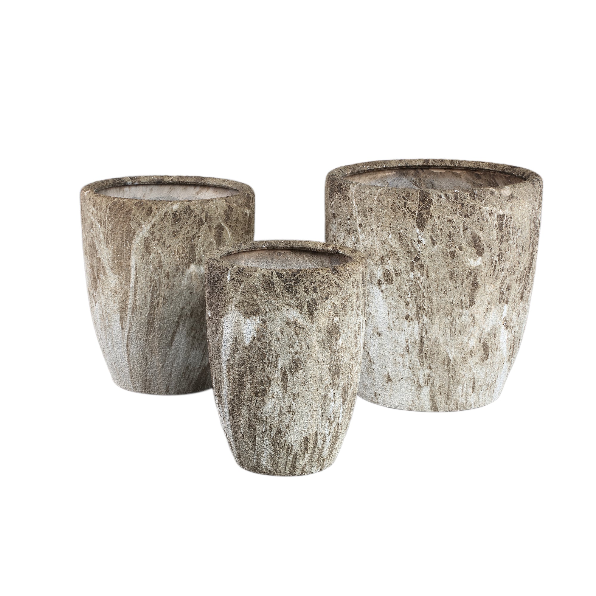 Miah Keramische Bloempotten Marmerlook Set van 3 PTMD