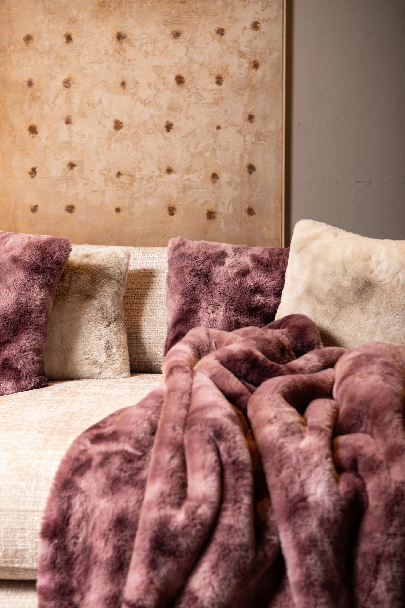 Linde Kussen Burgundy Faux Fur 45x45cm PTMD