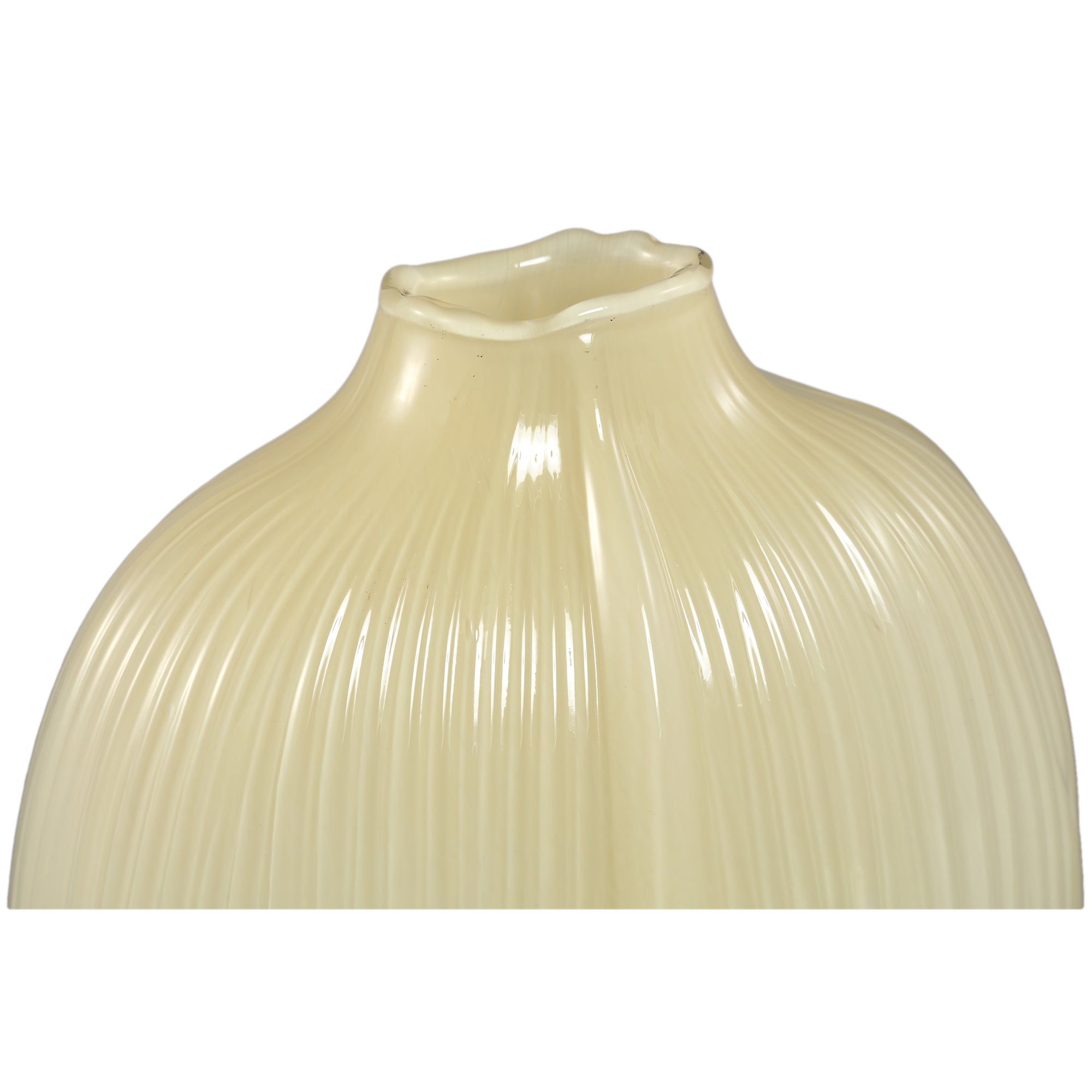 Vaas Jalisia Creme Glas Ovaal Ribbel Hoog PTMD