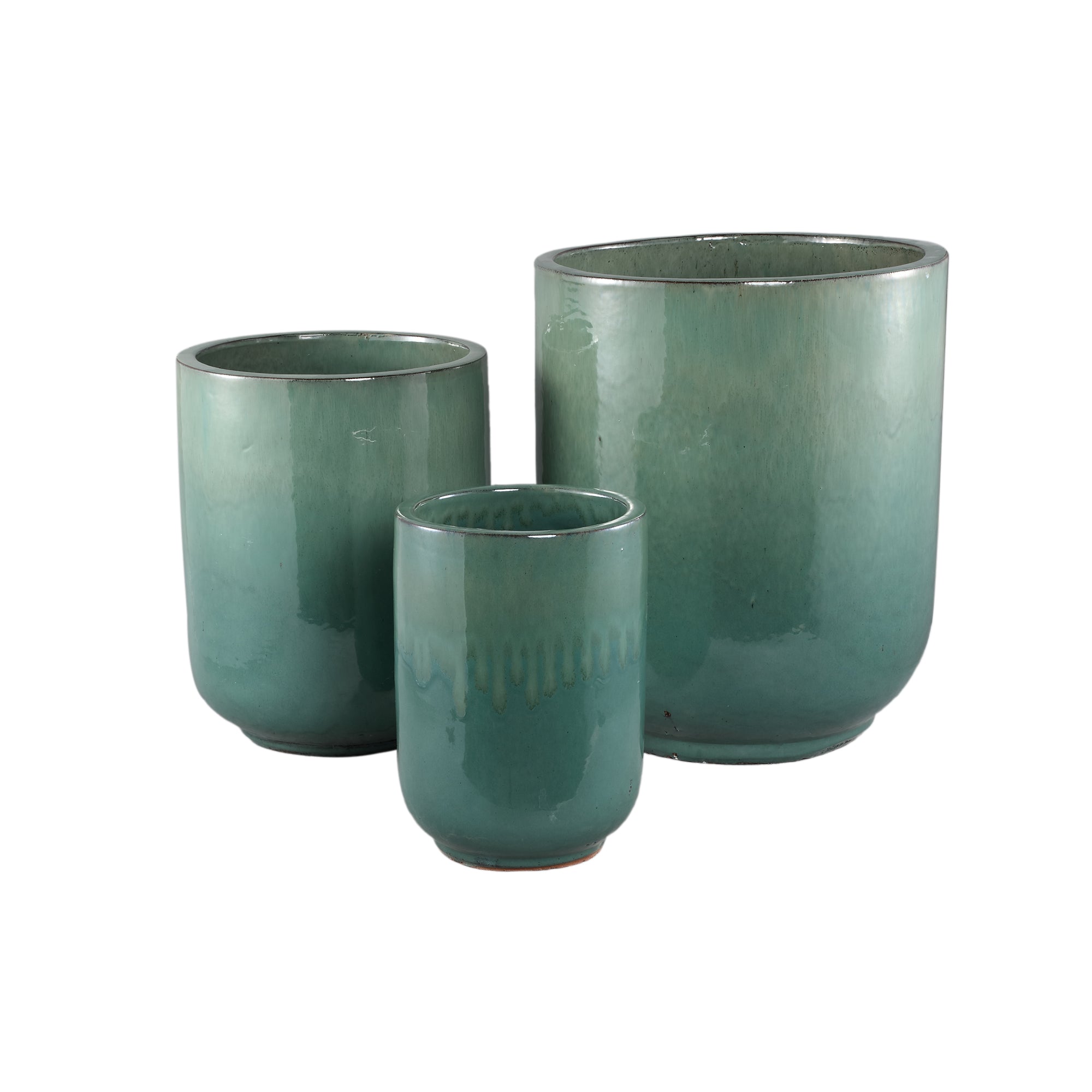 Pot Rozay Teal Keramiek Rond Hoog Set van 3 PTMD