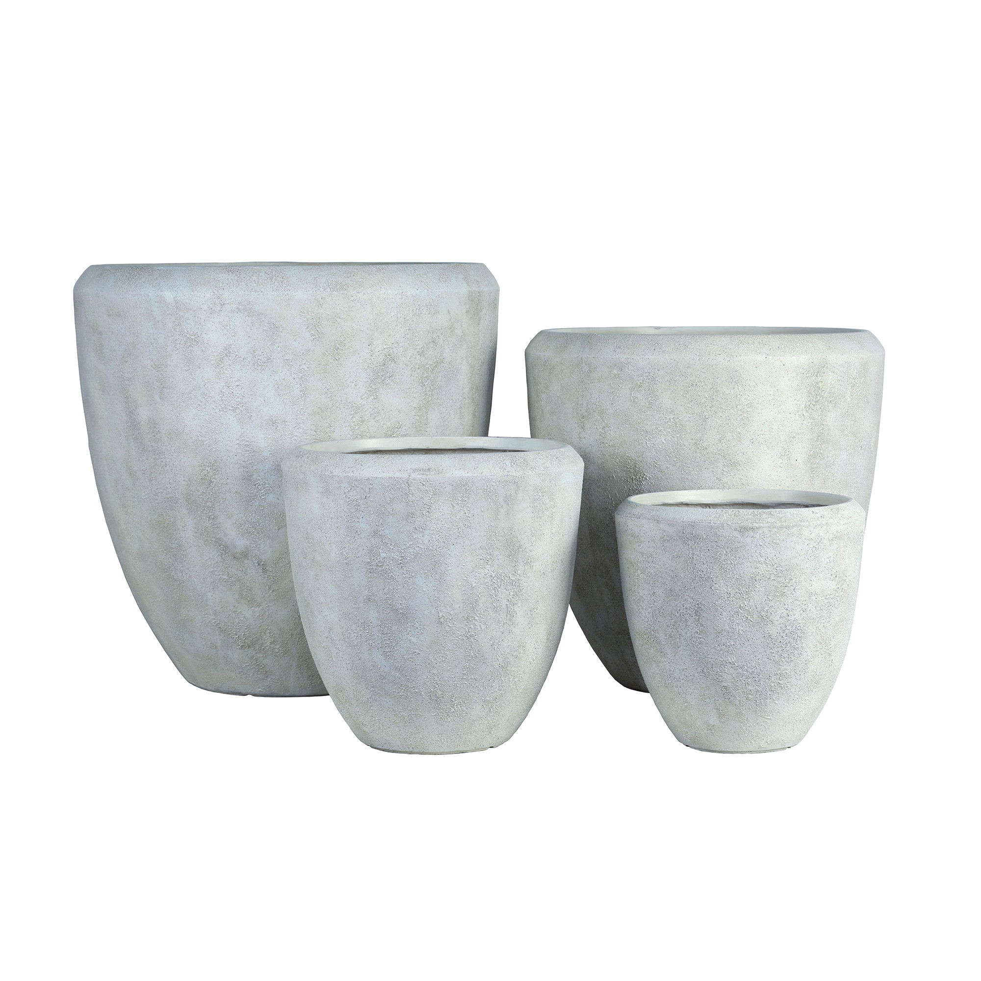 Dashima Cream GRC Bombey Pot Low Round Set Of 4 PTMD