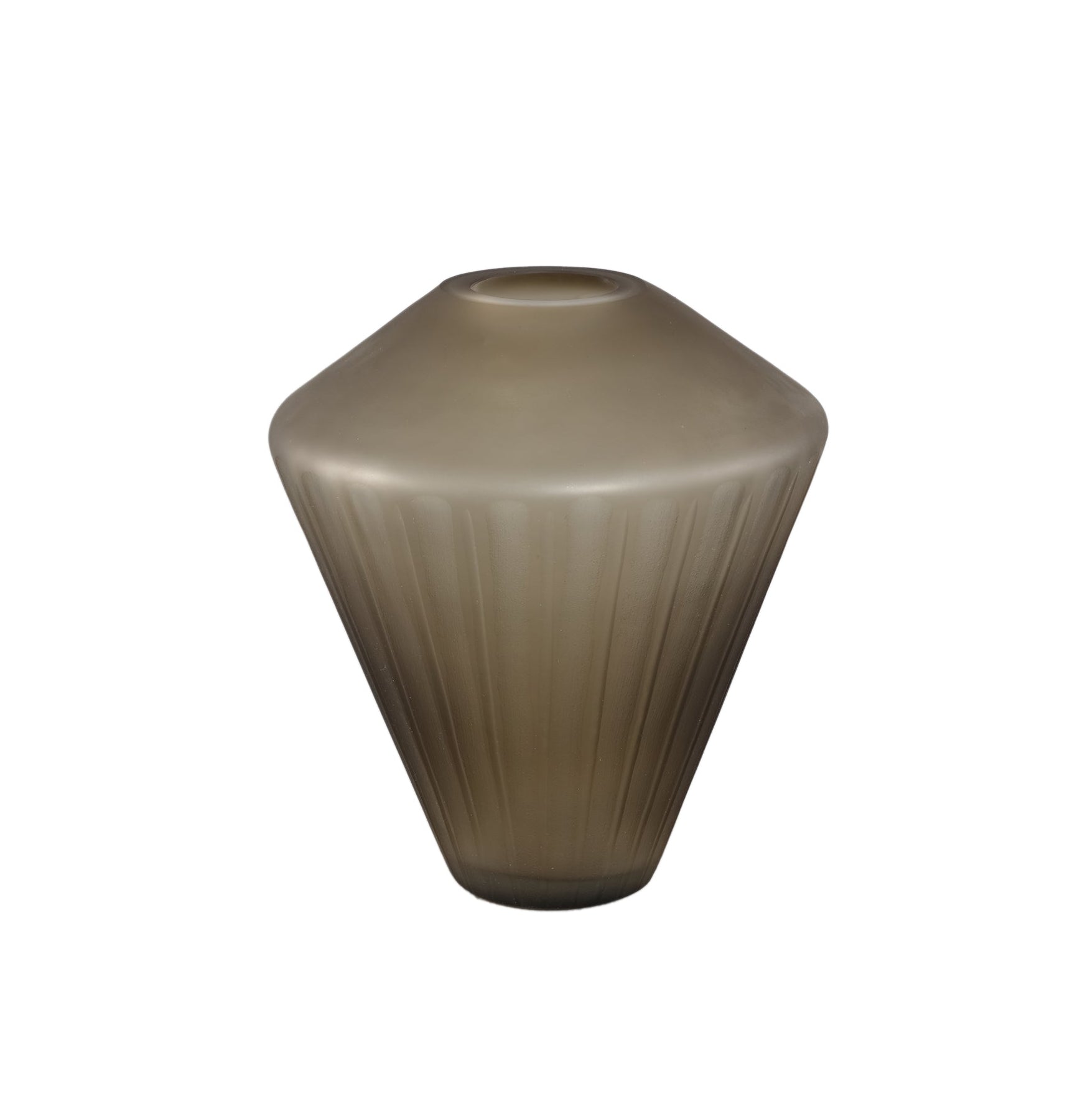 Vaas Damiri Brown Glass Handcut Vase Lines M PTMD