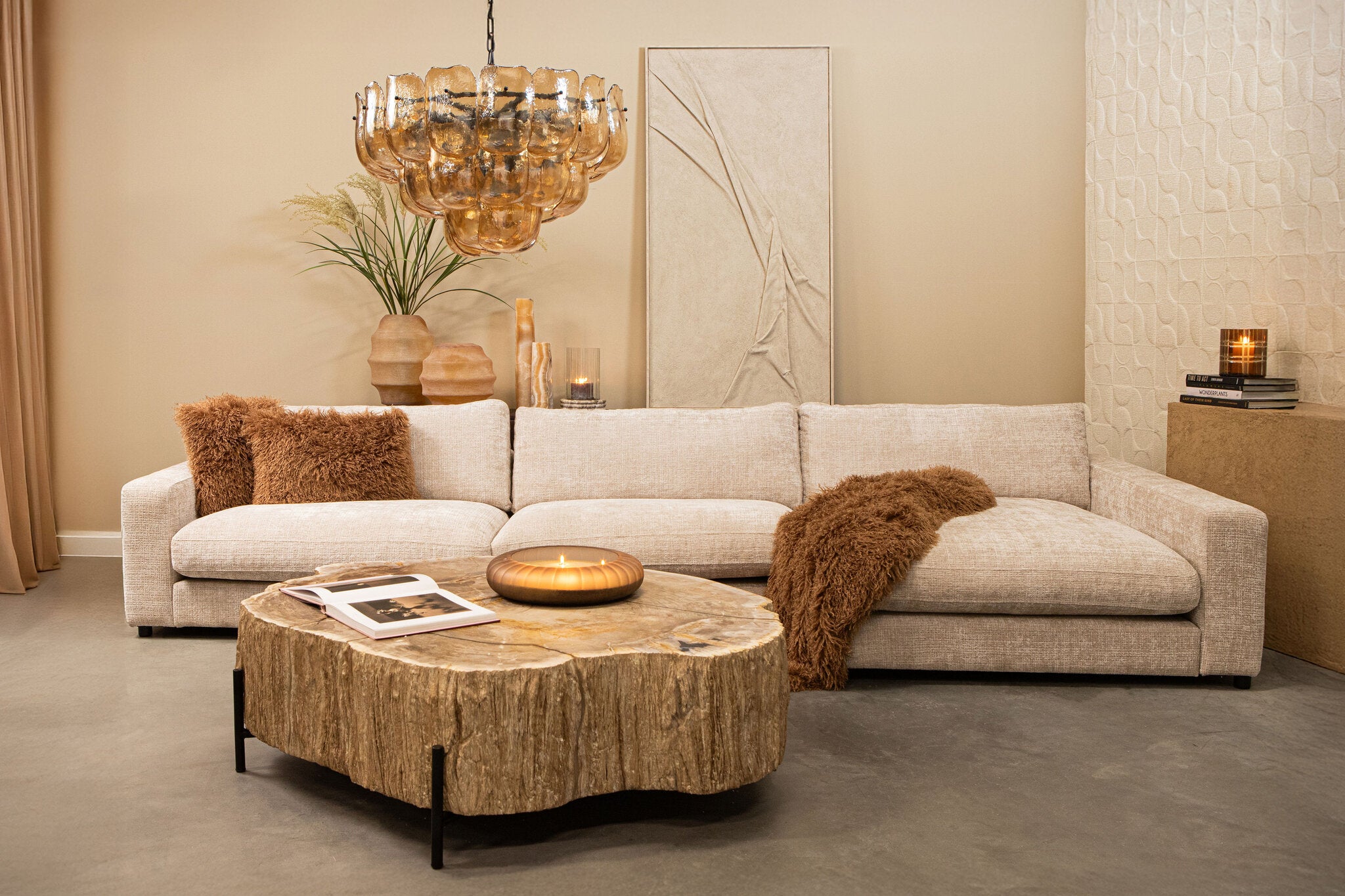Taly Koffietafel Versteend Hout Naturel Large PTMD