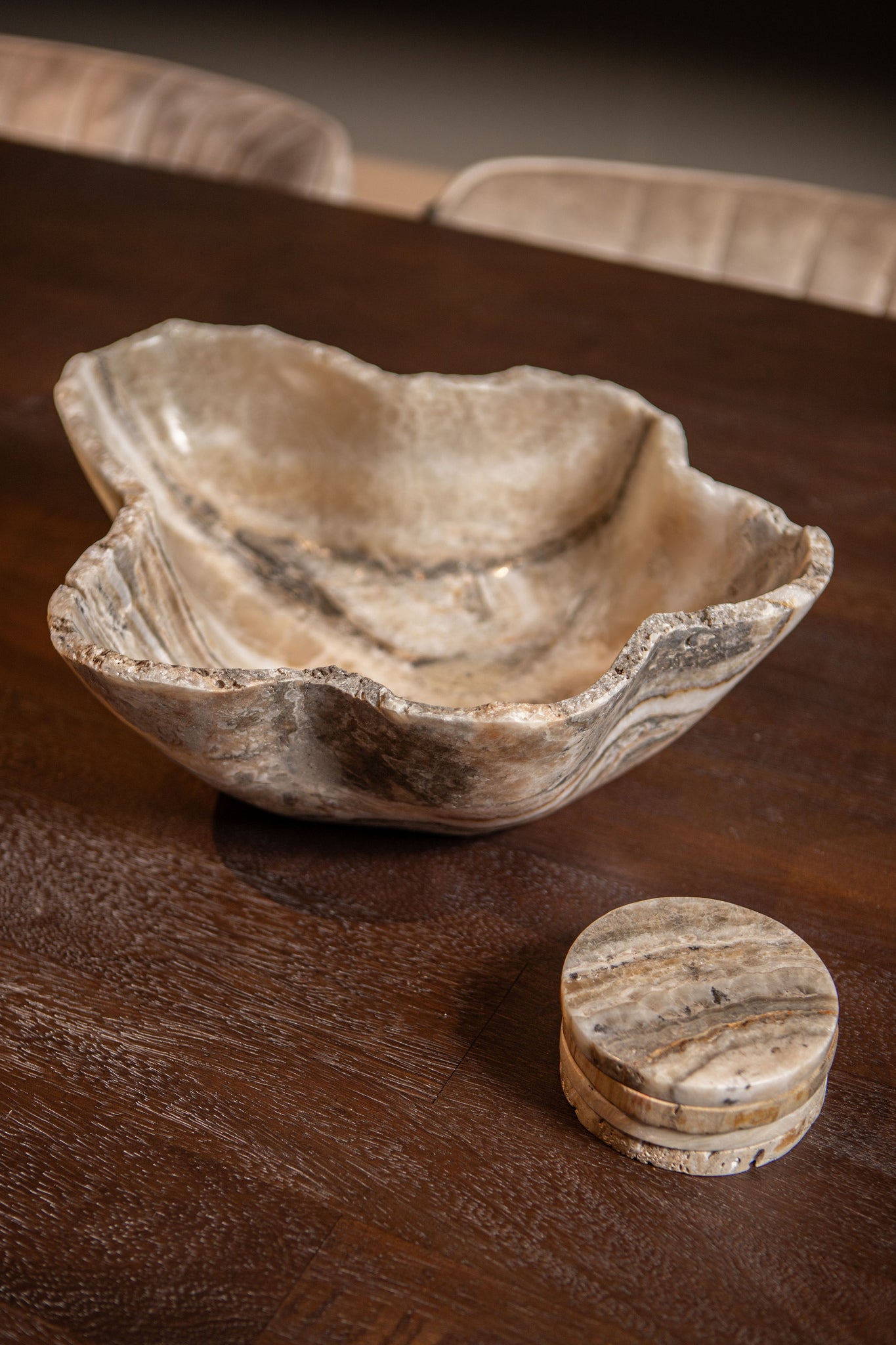 Brooker Natural Onyx Lapis Wavy Shaped Bowl PTMD