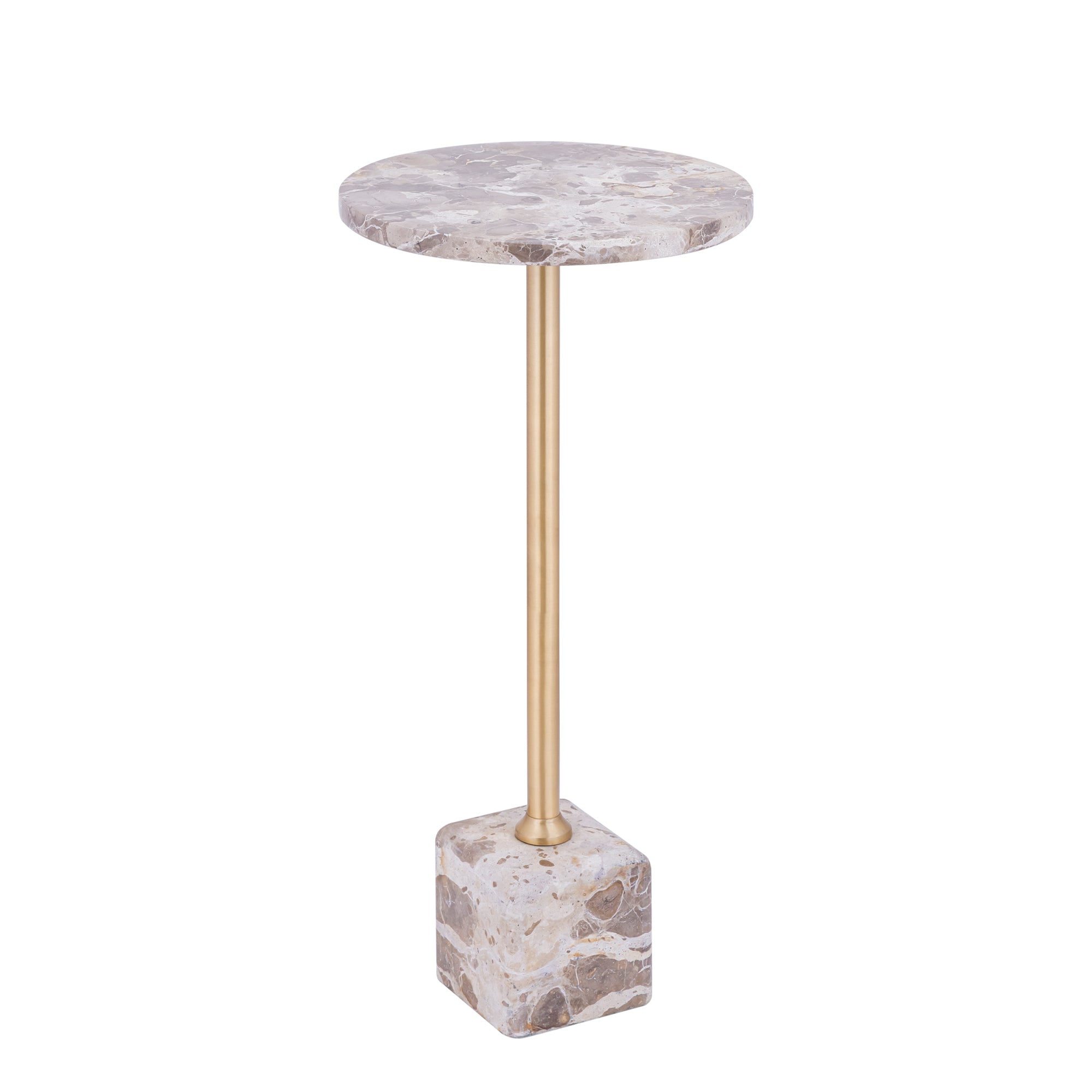 Bijzettafel Ebe Beige Marmer Rond Hoog PTMD