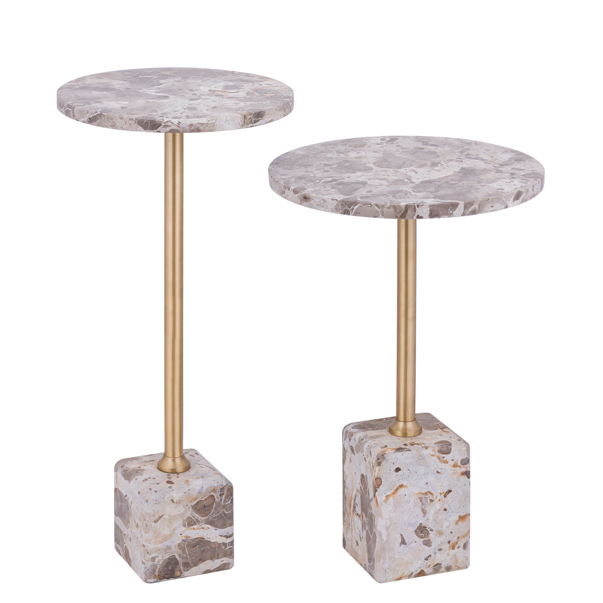 Bijzettafel Ebe Beige Marmer Rond Hoog PTMD