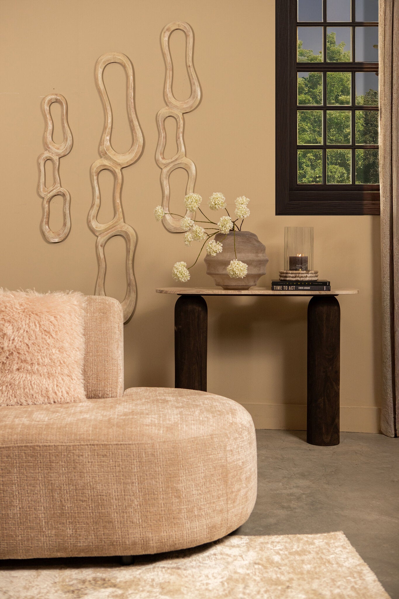 Wanddeco Camare Abstract Design Gegoten Aluminium Beige Medium PTMD