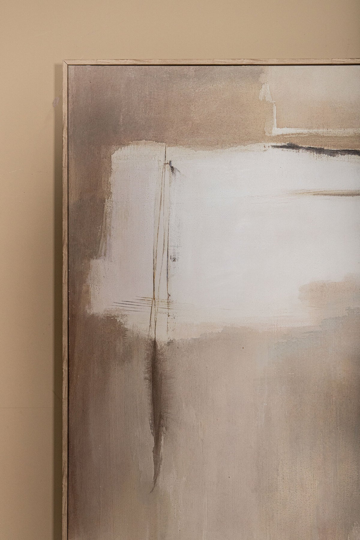 Olger Beige Abstract Canvas Wall Panel Framed A PTMD