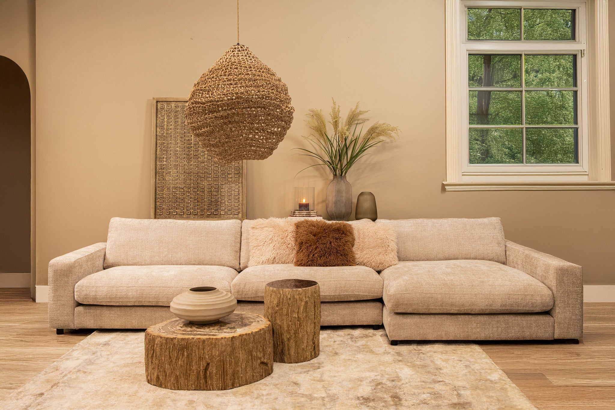 Rexx Beige Fake Sheep Fur Cushion Rectangle PTMD