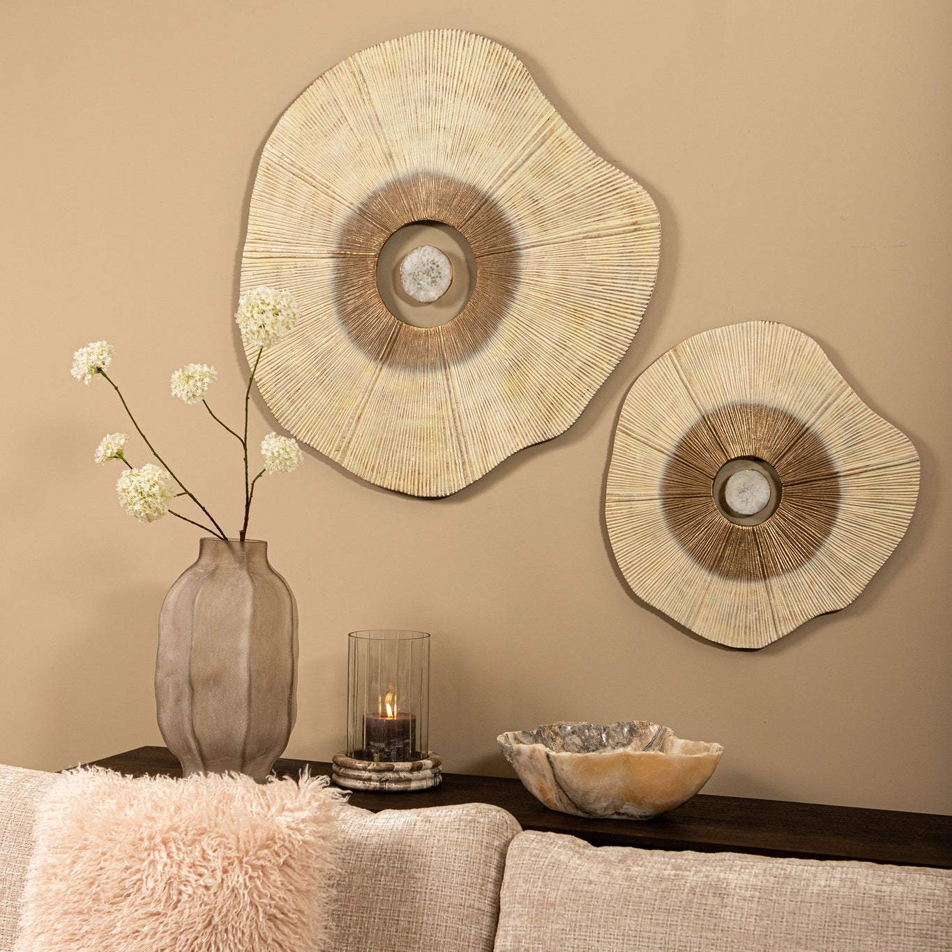 Wandpaneel Rella Beige Aluminium Center Stone Small PTMD