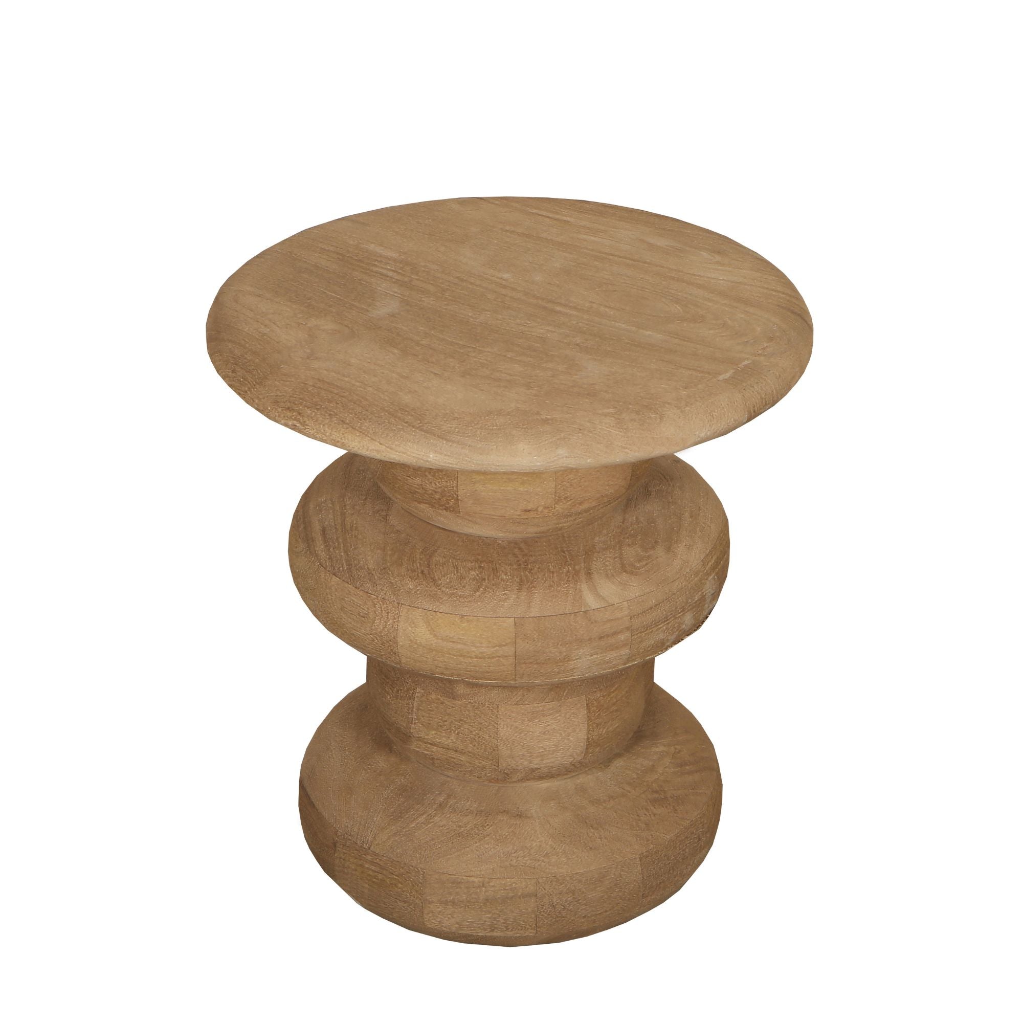 Ronde Sidetable Keven Geribbeld Mangohout Naturel PTMD