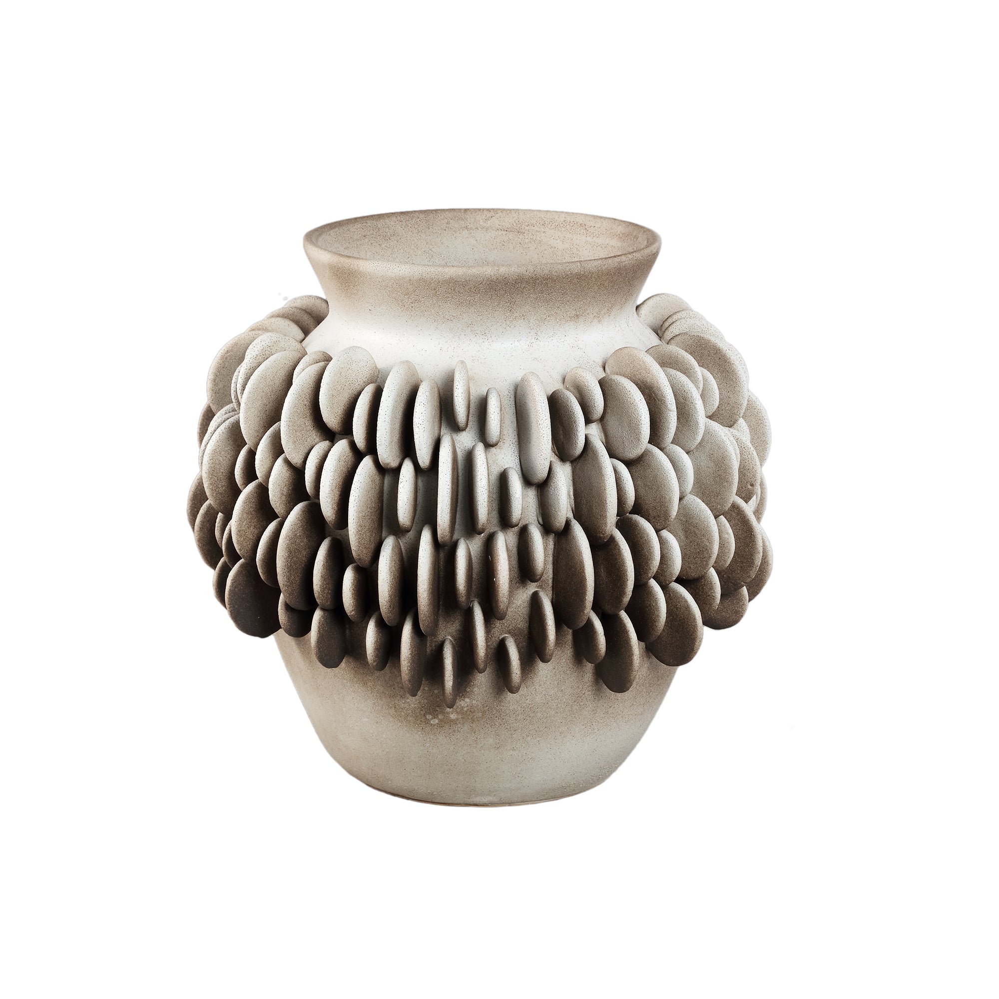 Wina Beige Ceramic Vase With Round Scales Low L PTMD