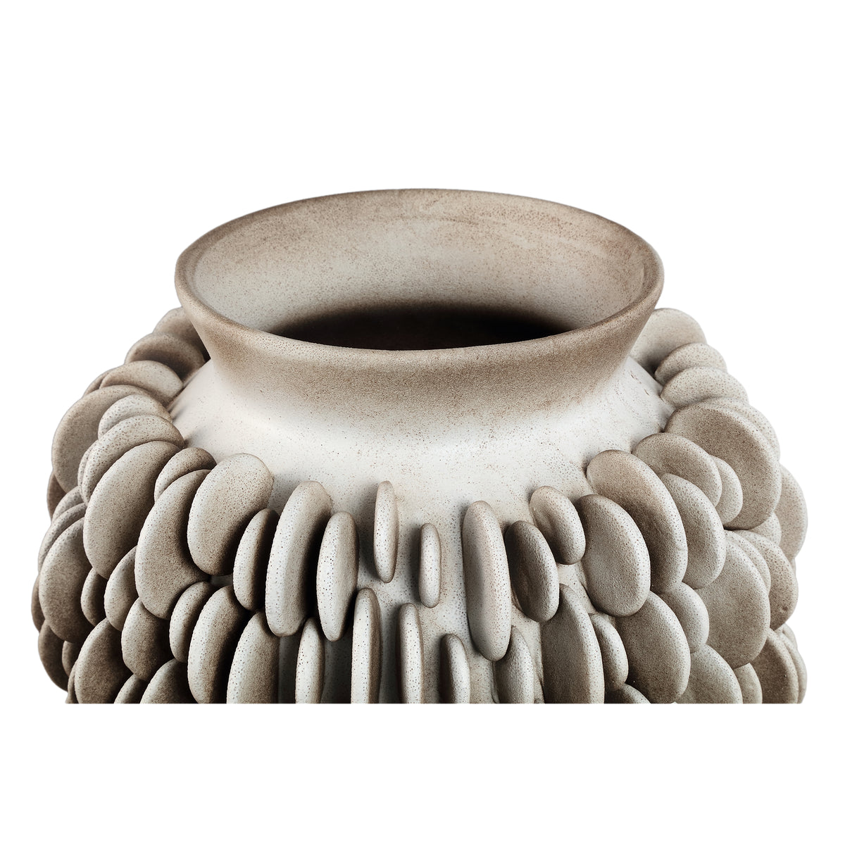 Wina Beige Ceramic Vase With Round Scales Low L PTMD