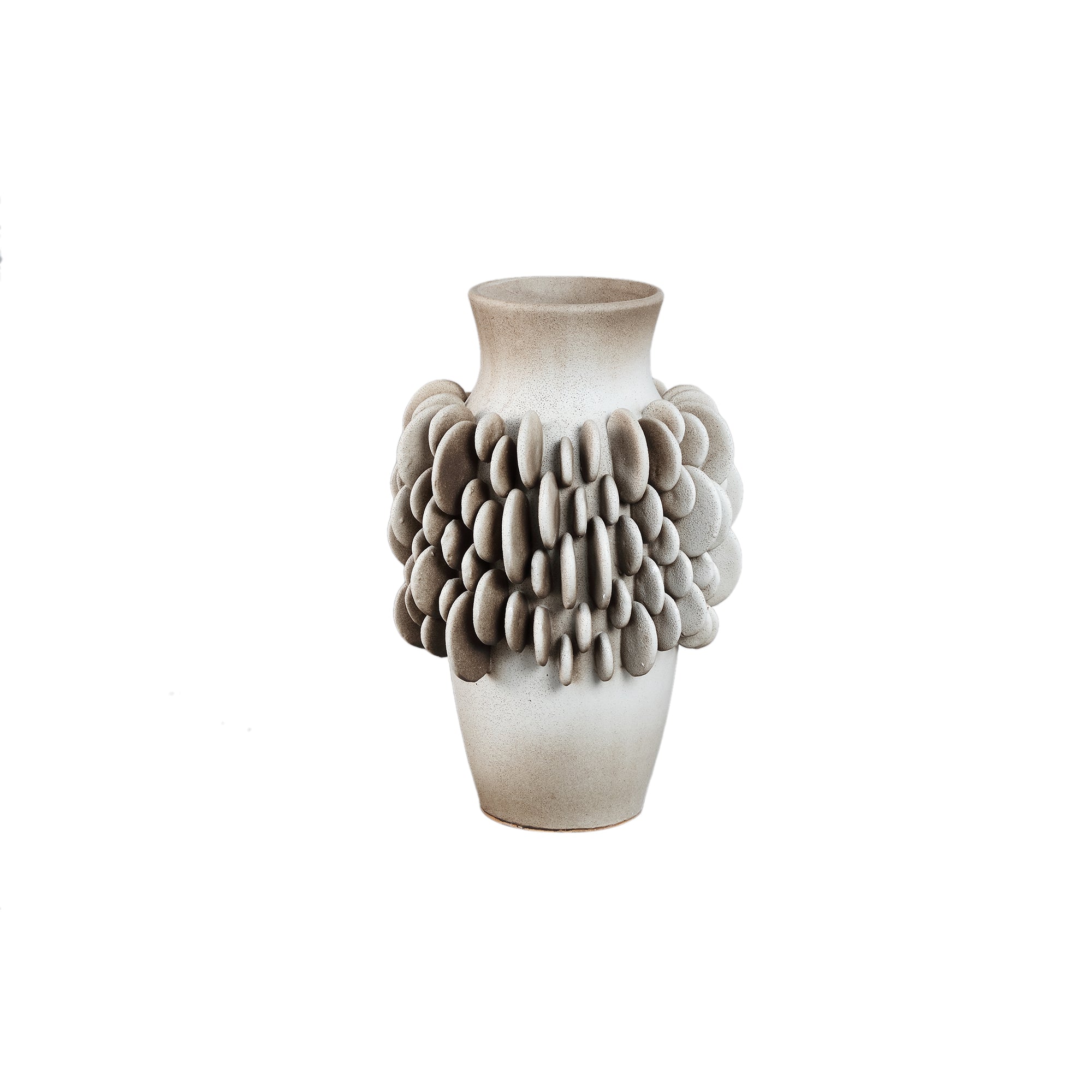 Wina Beige Ceramic Vase With Round Scales High Small PTMD
