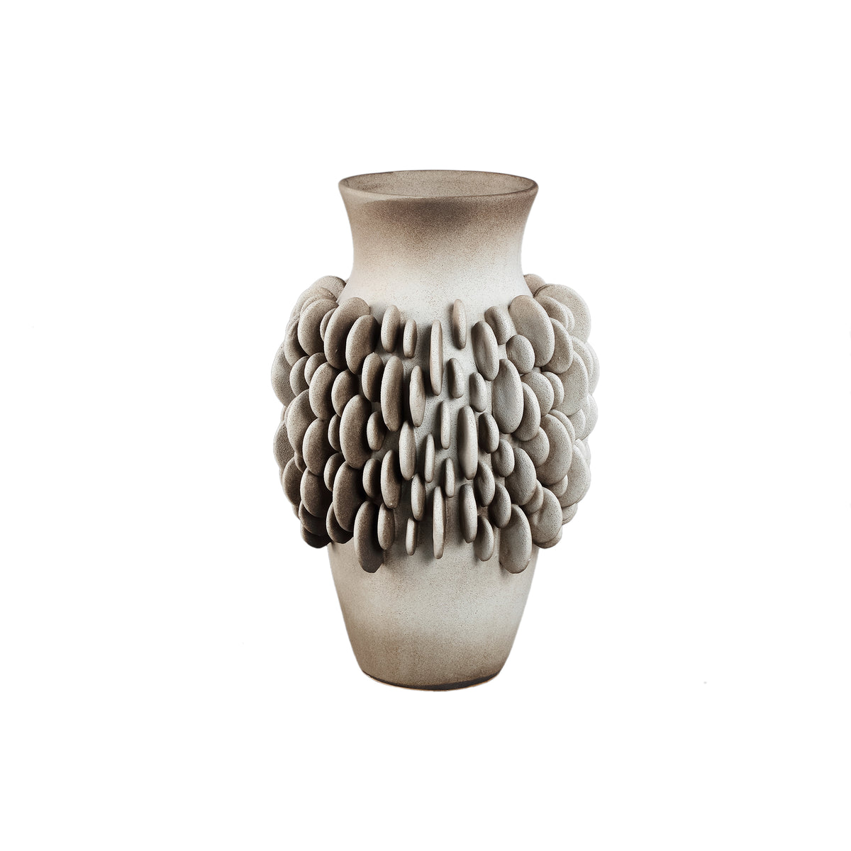 Wina Beige Ceramic Vase With Round Scales High L PTMD