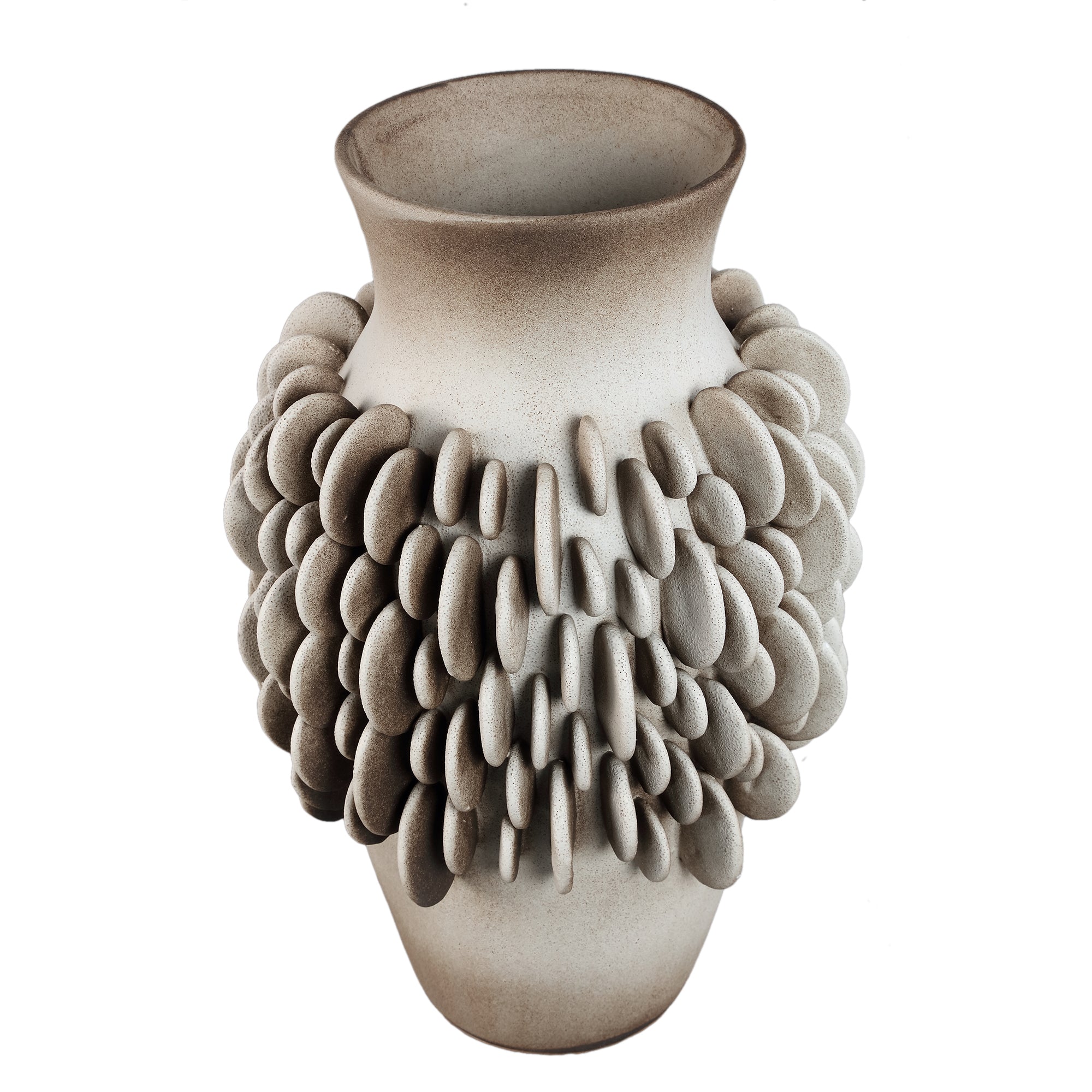 Wina Beige Ceramic Vase With Round Scales High L PTMD