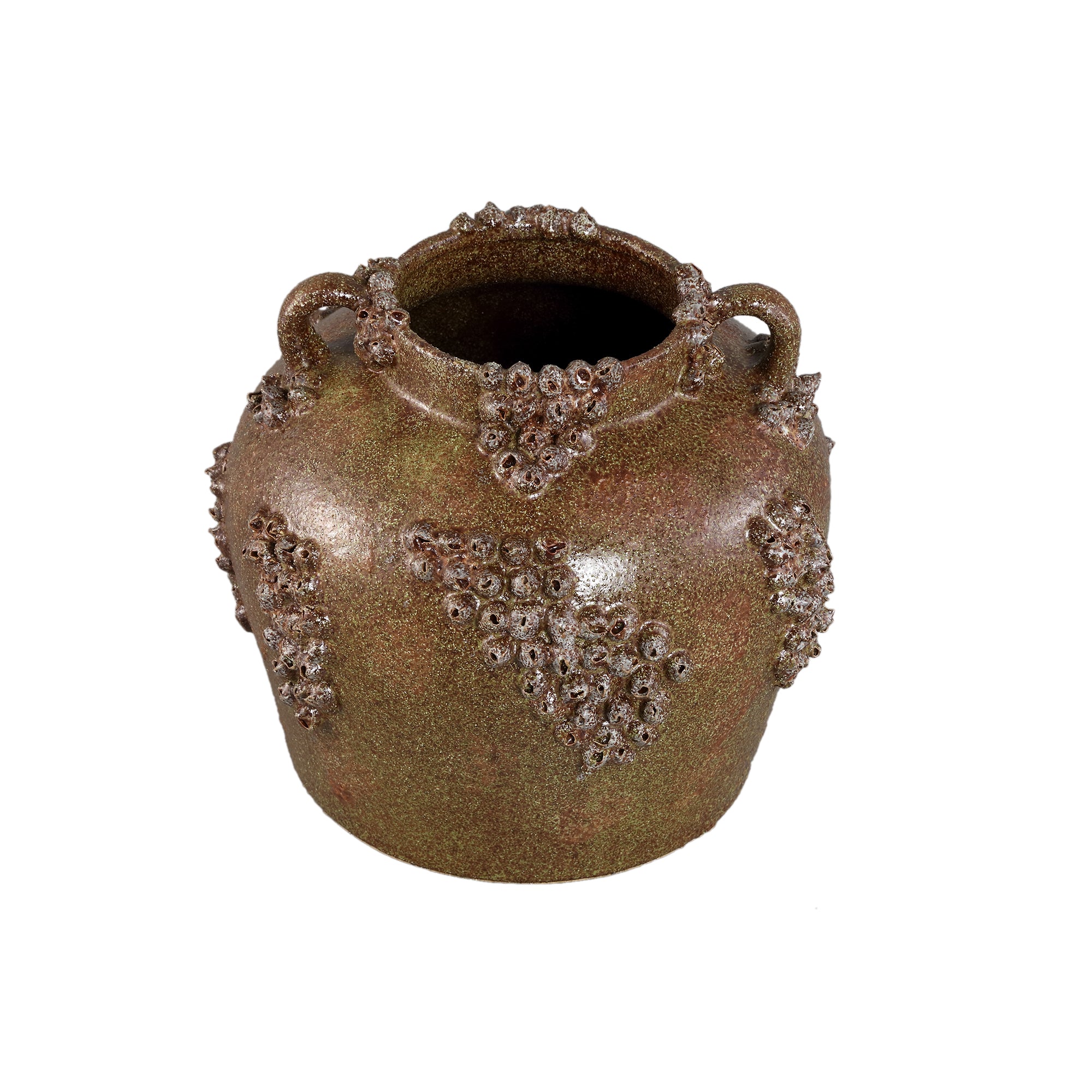 Deisy Green Ceramic Jar With Handles Rough Coral L PTMD