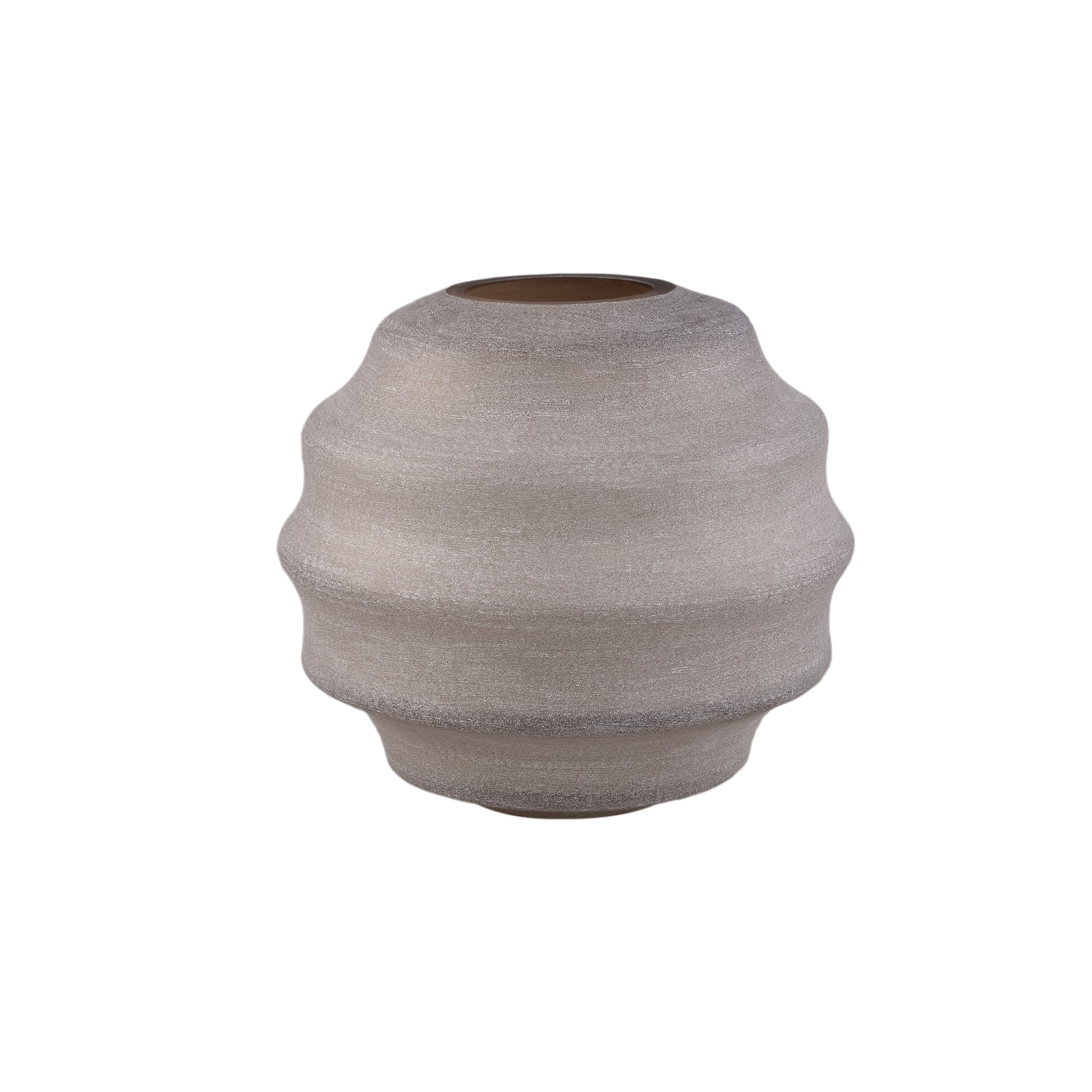 Elladie Beige Round Glass Layered Vase Low PTMD