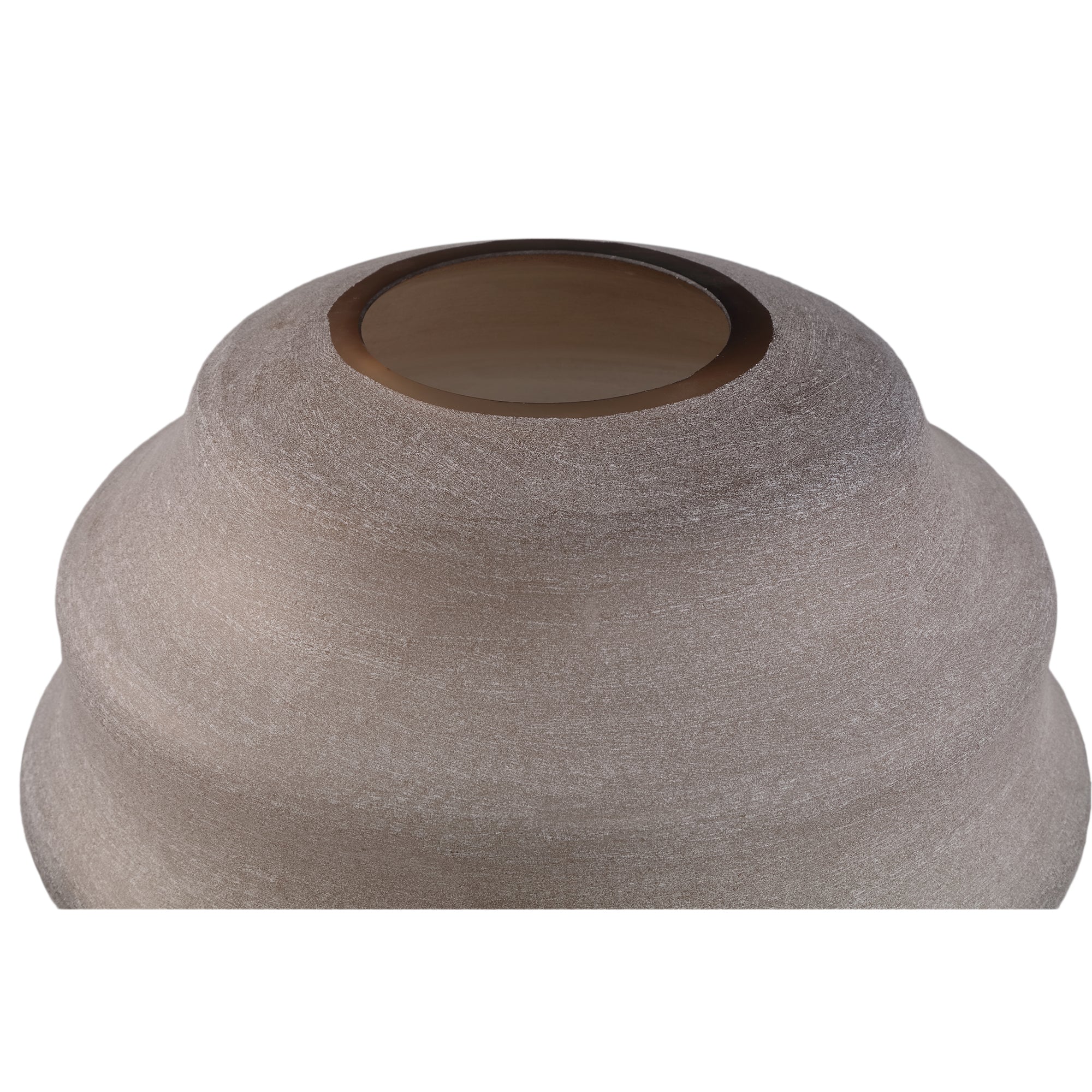Elladie Beige Round Glass Layered Vase Low PTMD