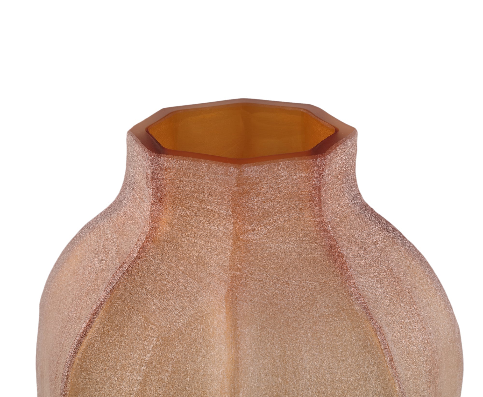 Natae Amber Round Glass Ribbed Vase High PTMD