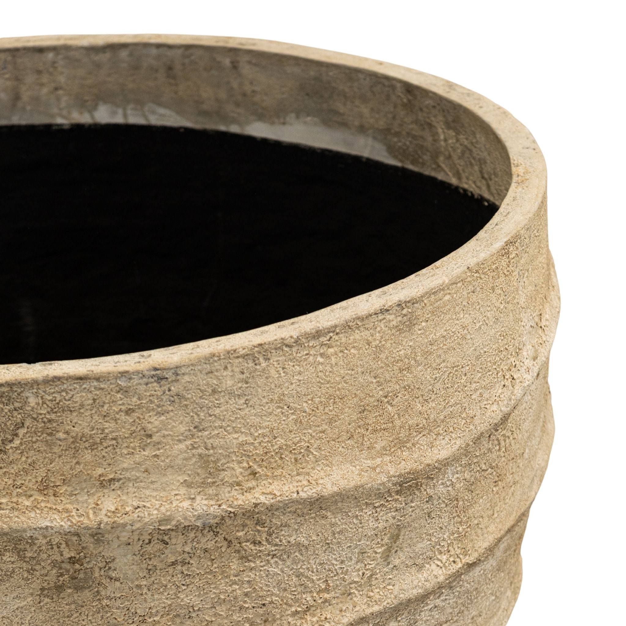 Ravi Beige cement fibre pot wavy pattern PTMD