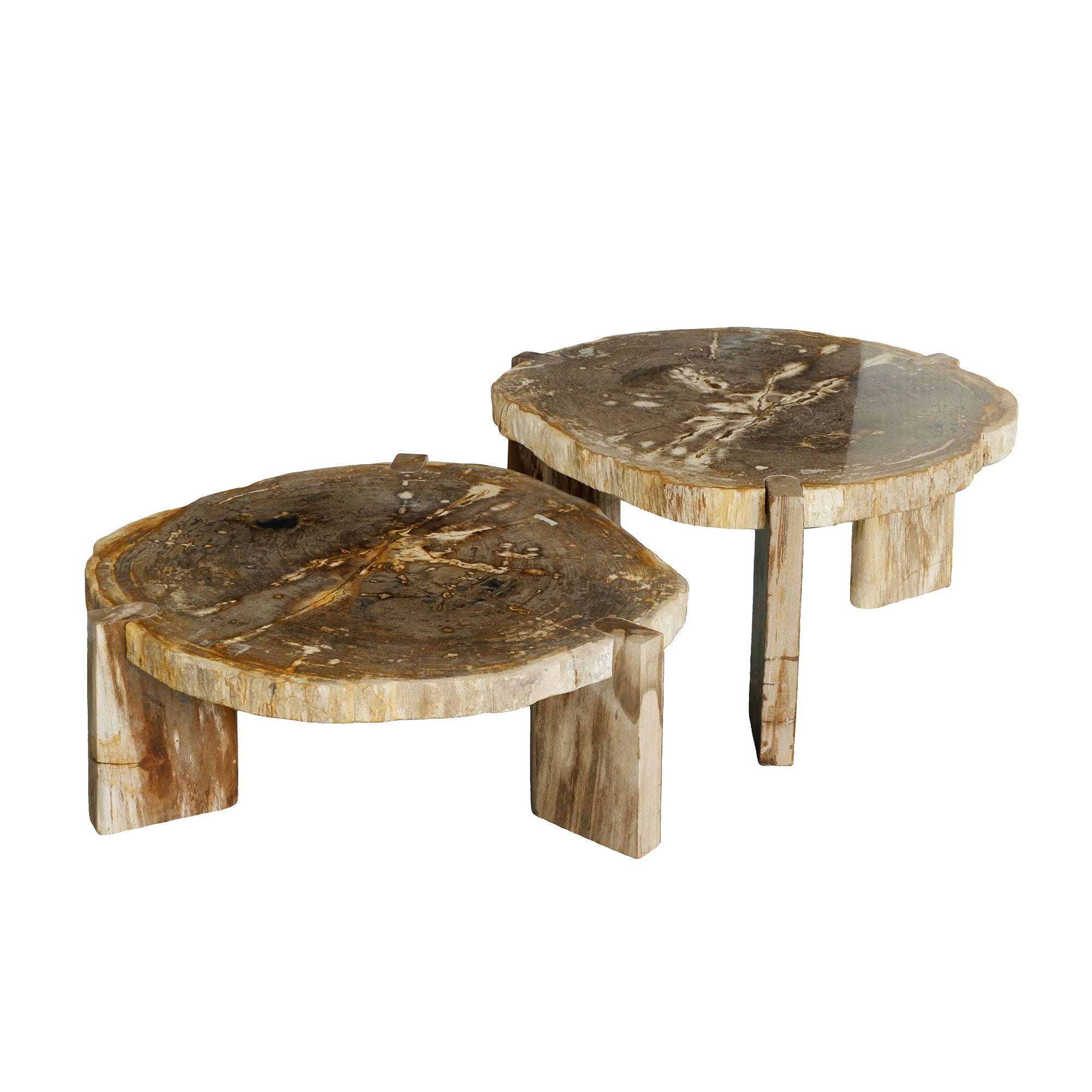 Salontafel Kayo Naturel Versteend hout 3 Poten Hoog PTMD