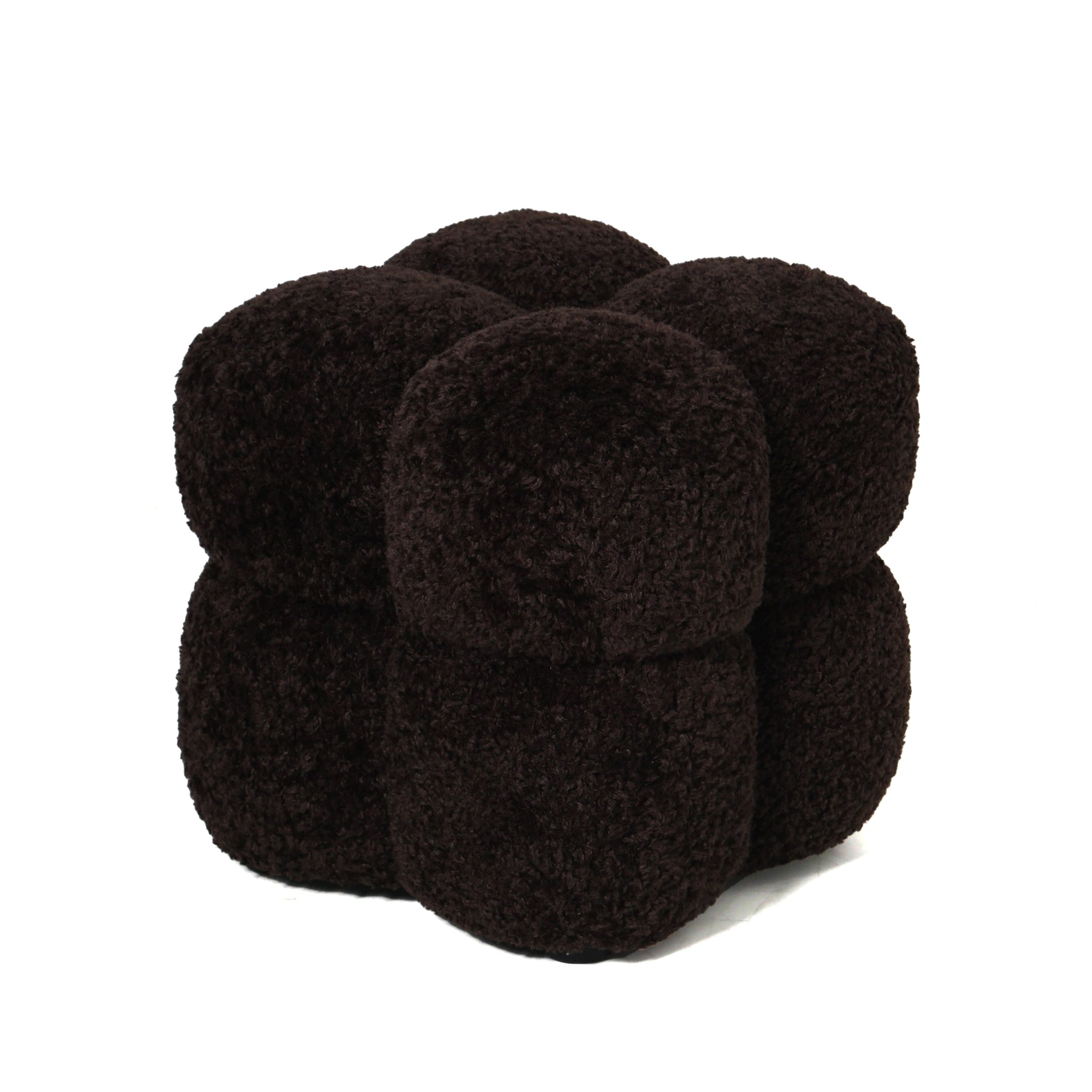 Teddy Dark Brown Fabric Square Poef PTMD