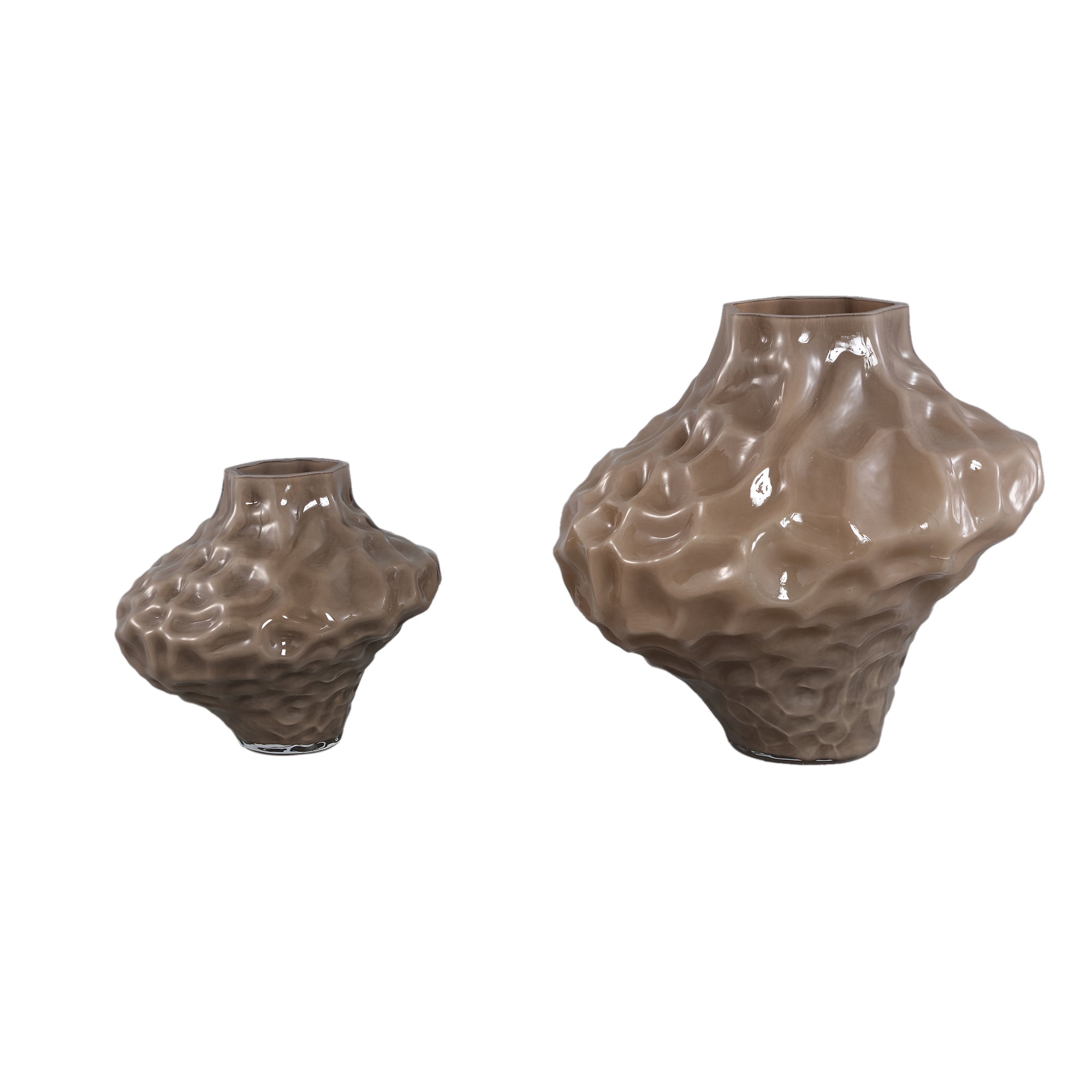 Vaas Moises Taupe Onregelmatig Glas Small PTMD