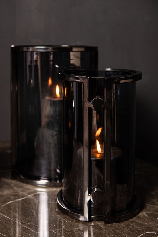 Windlicht Jarie Gunmetal Roestvrijstaal Frame Small PTMD