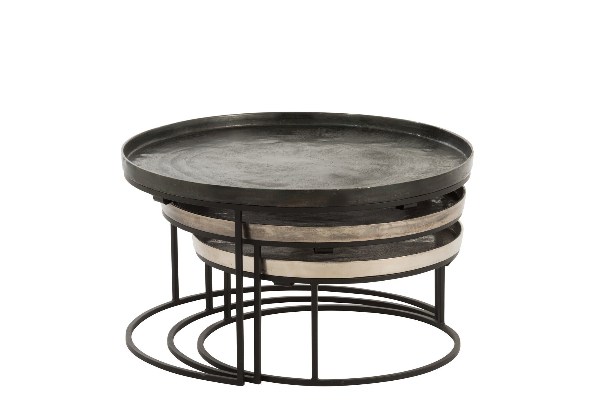 Bijzettafels Rond Aluminium Zwart/Mix Set van 3 J-Line