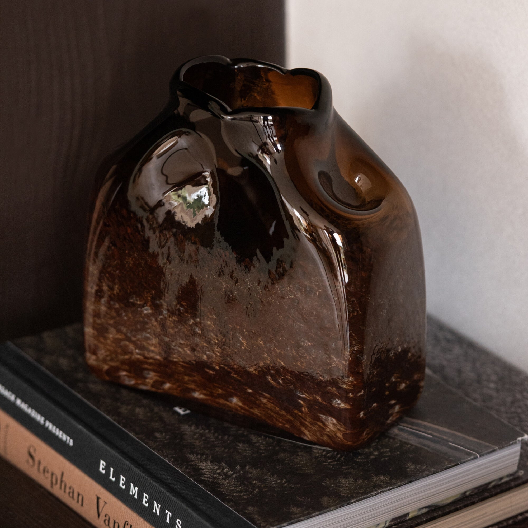 Donkerbruine Glazen Vaas Rechthoek Small J-Line