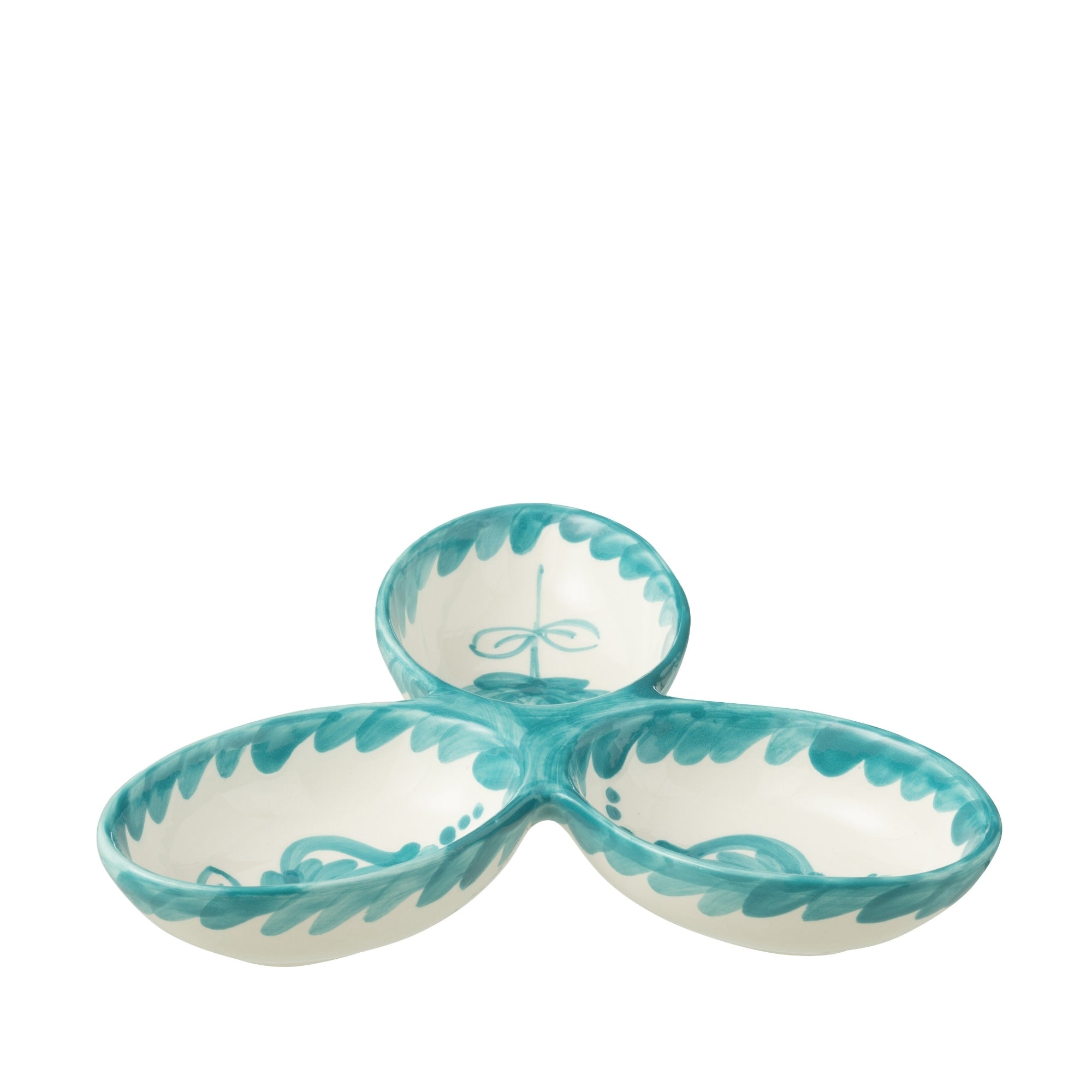 Apero Bakjes Granada Motief Aqua/Wit Keramiek J-Line